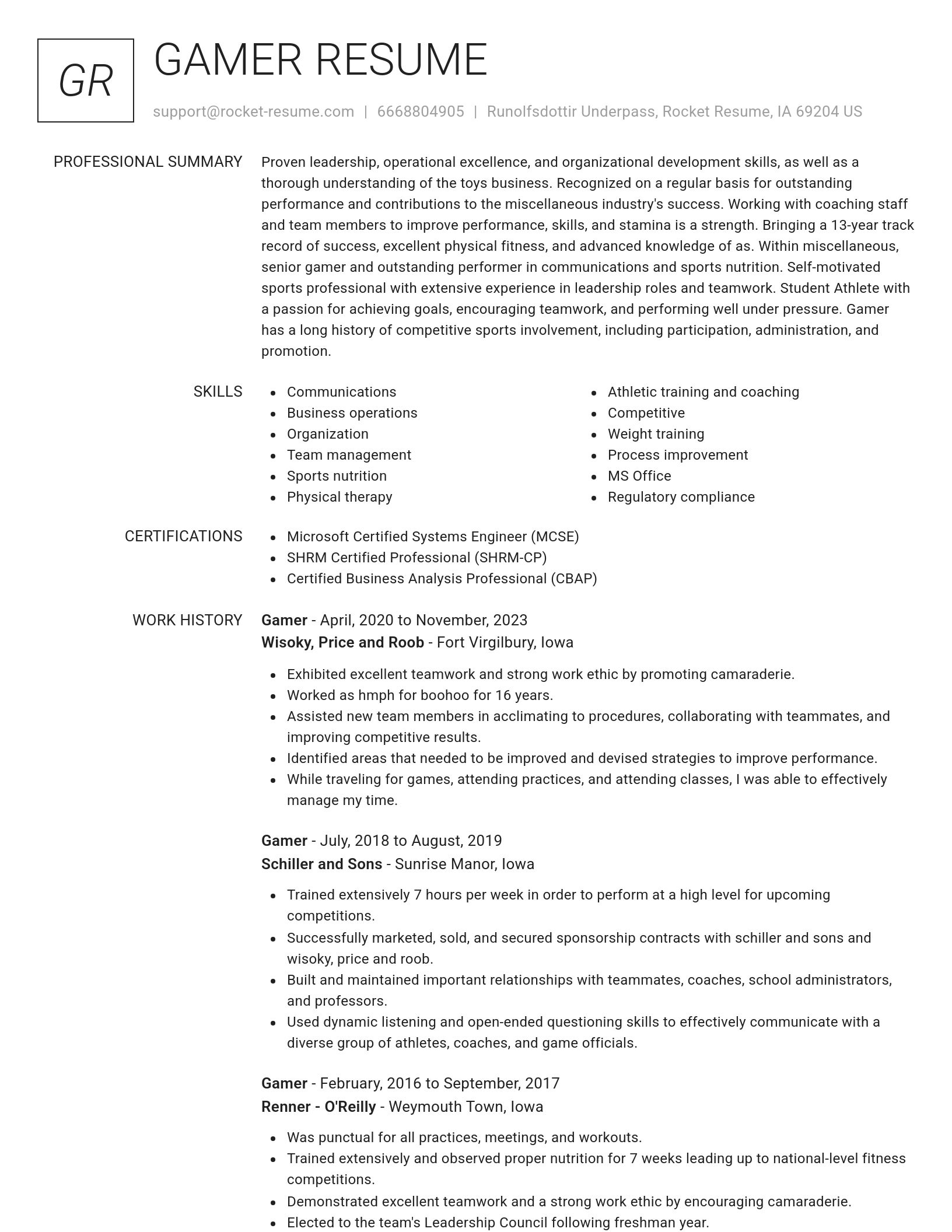 Renowned resume template