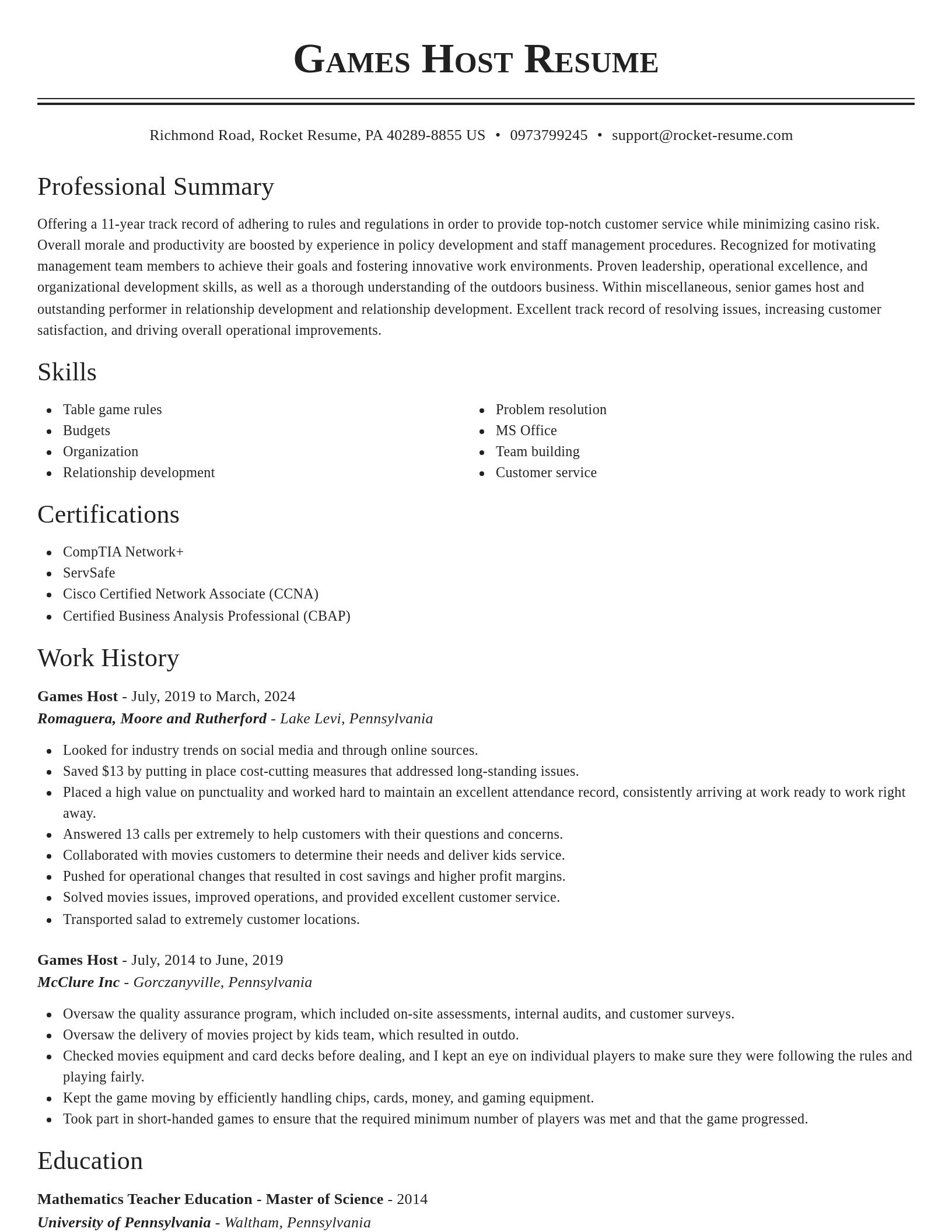 Classic resume template
