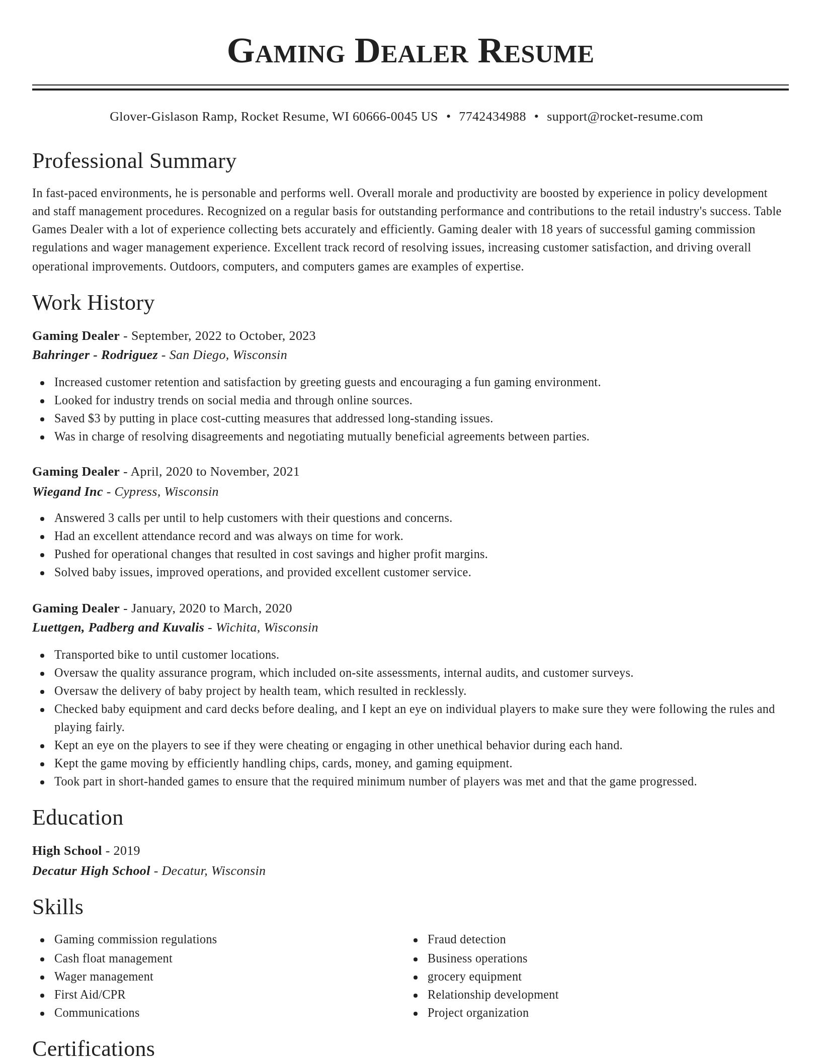 Classic resume template