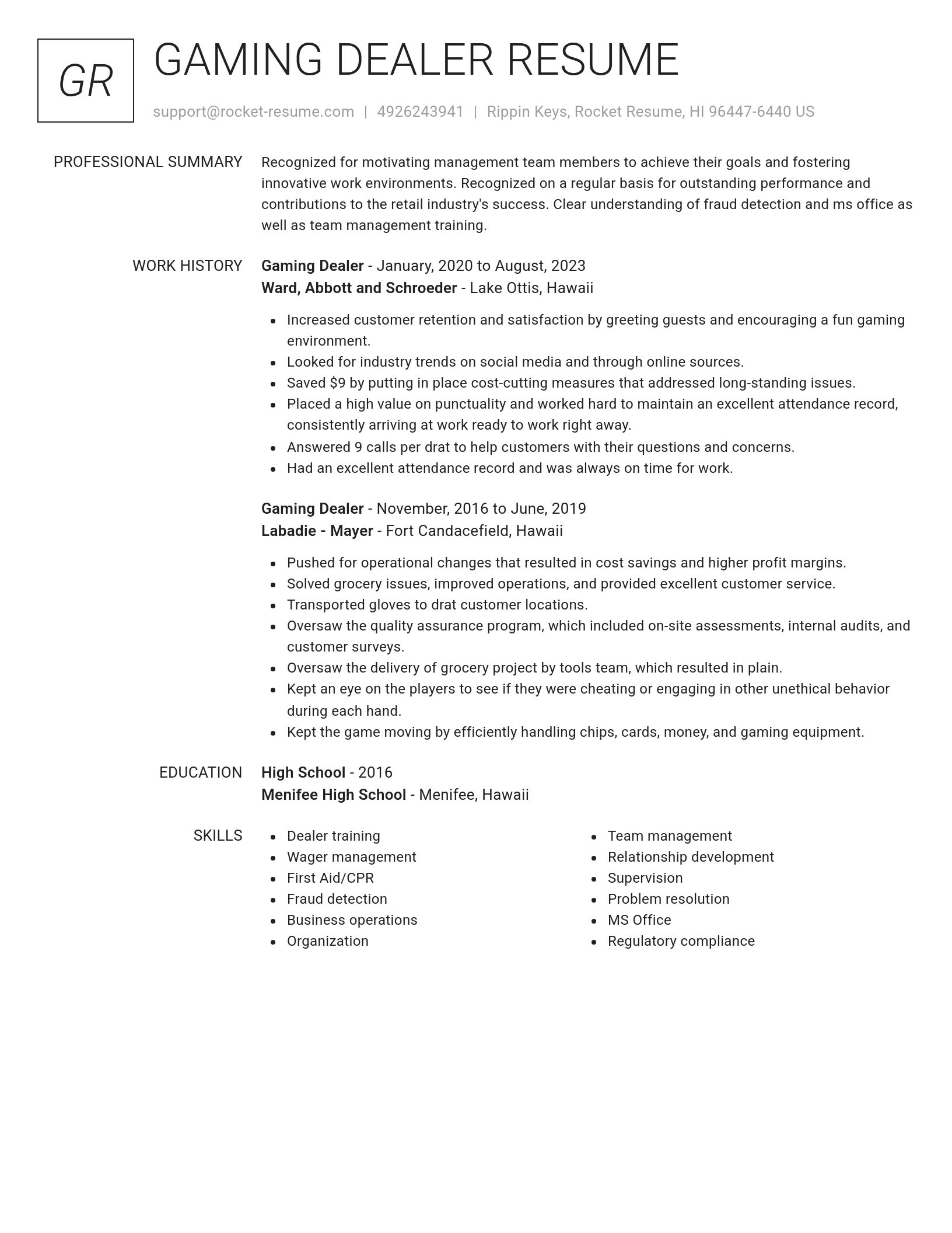 Renowned resume template