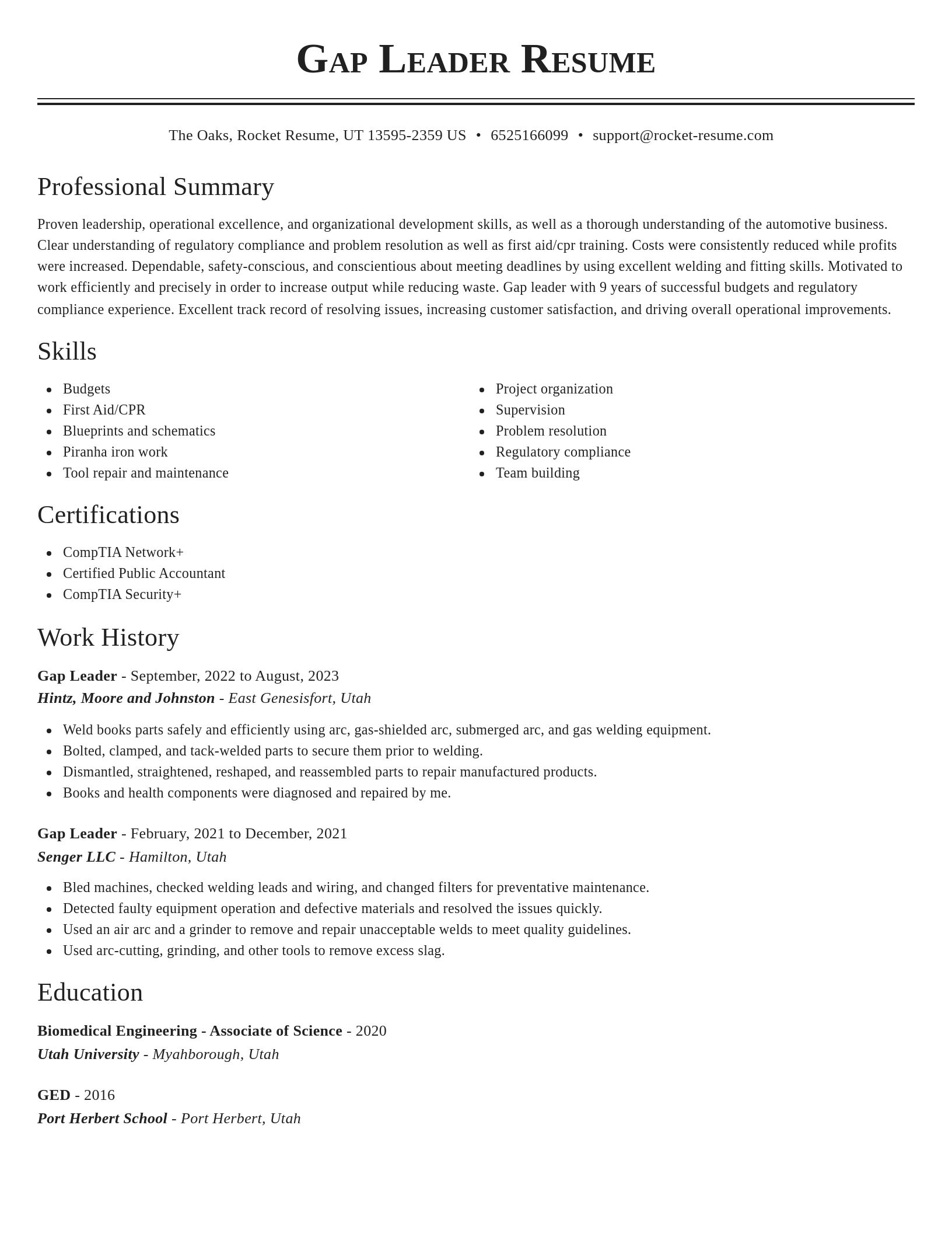 Classic resume template