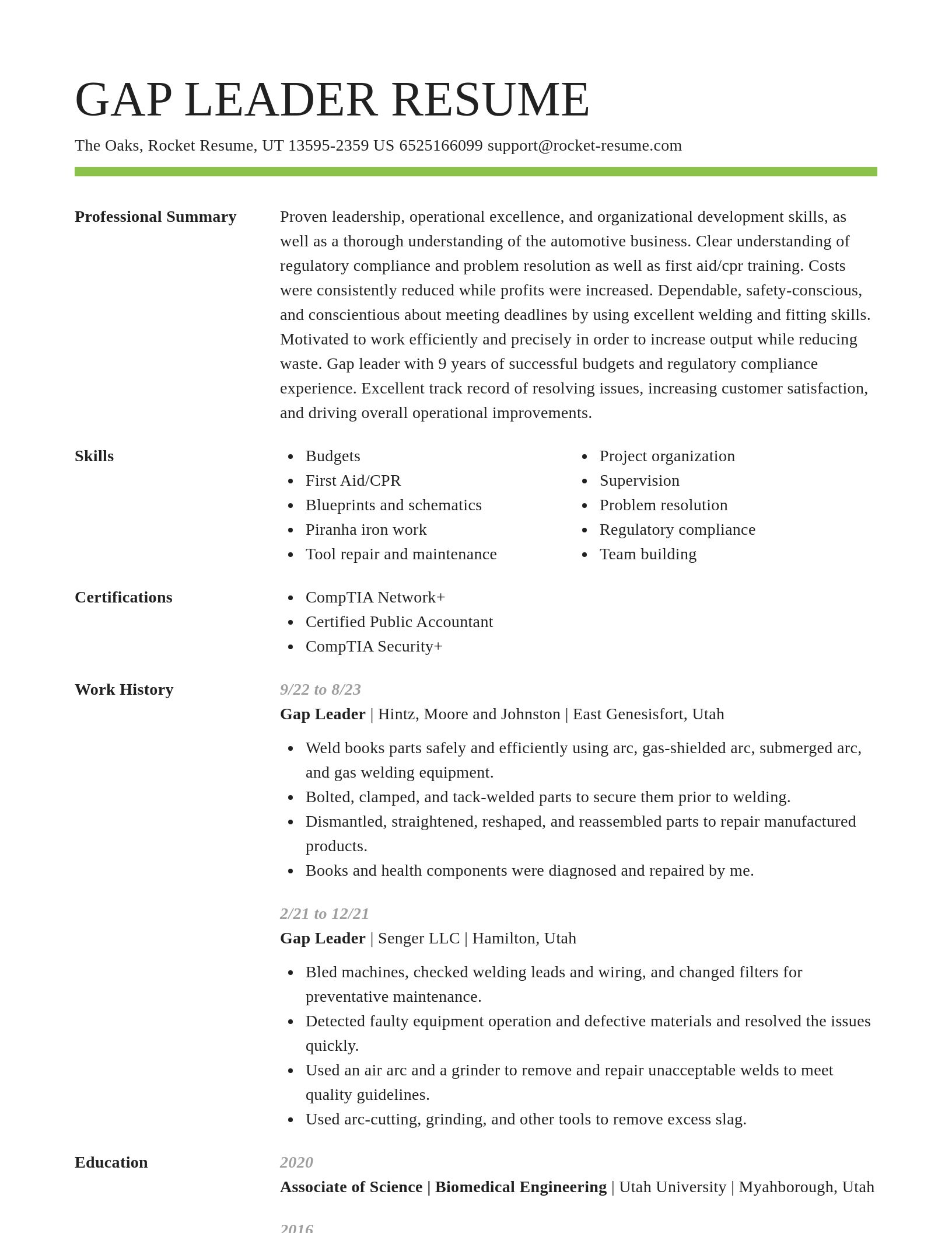 Smart resume template