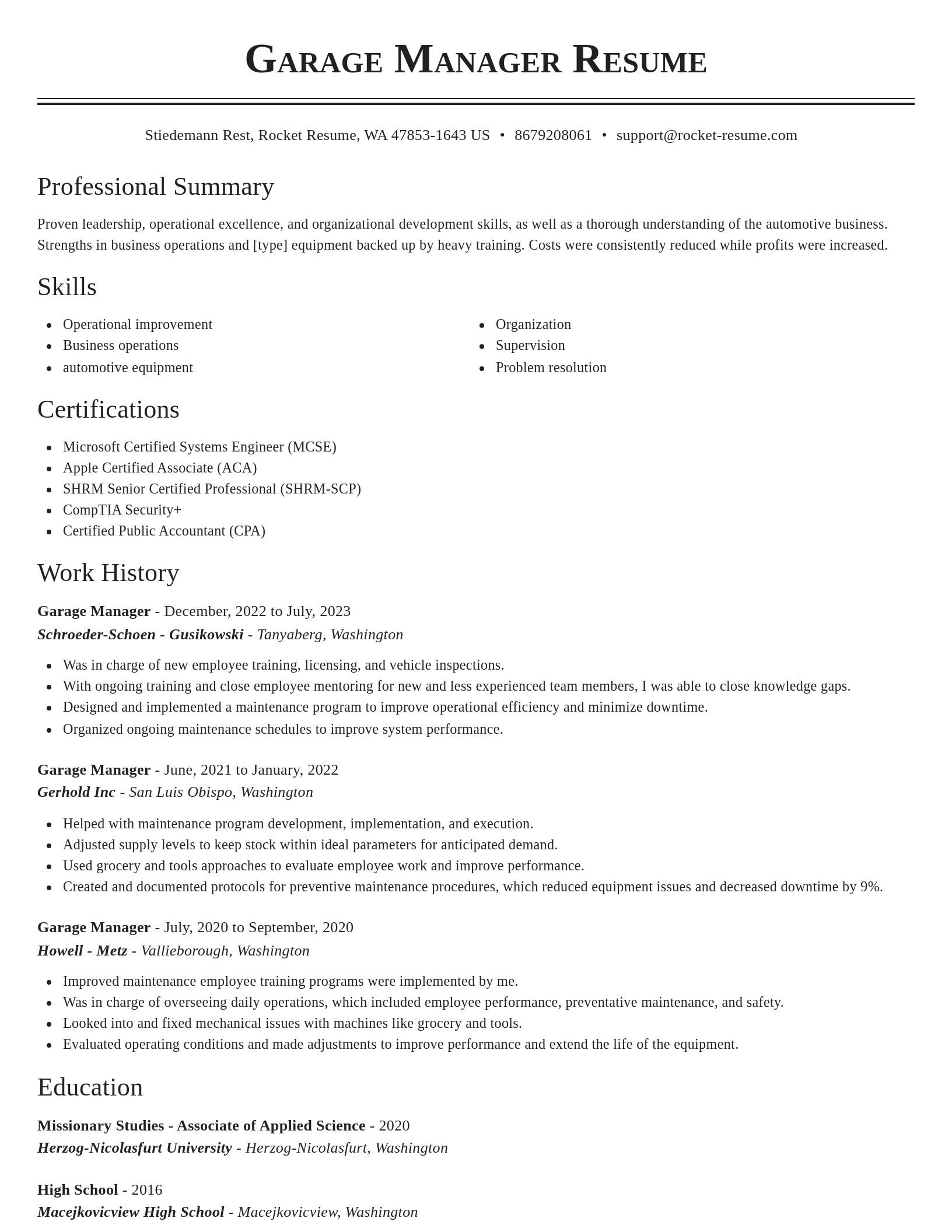 Classic resume template