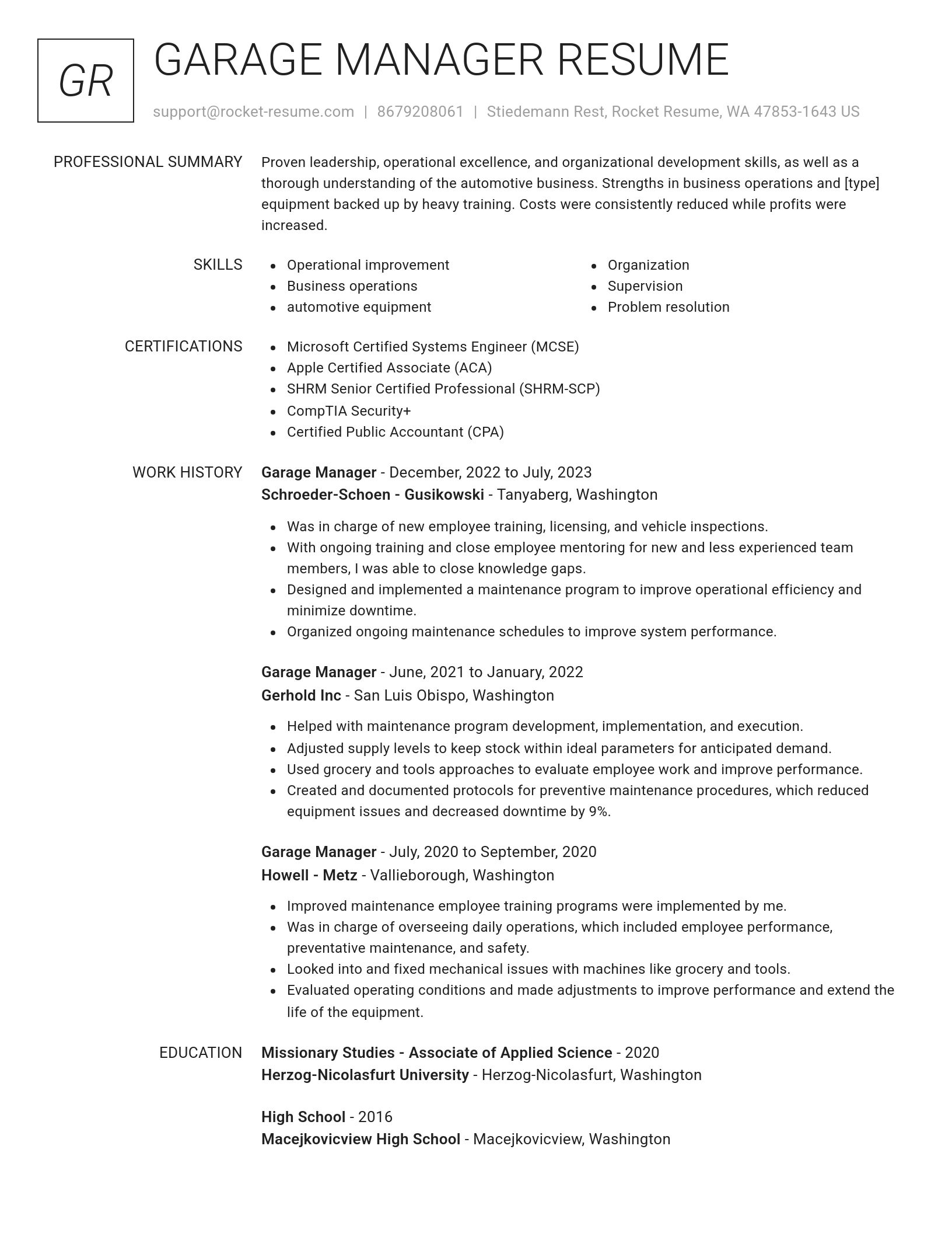 Renowned resume template