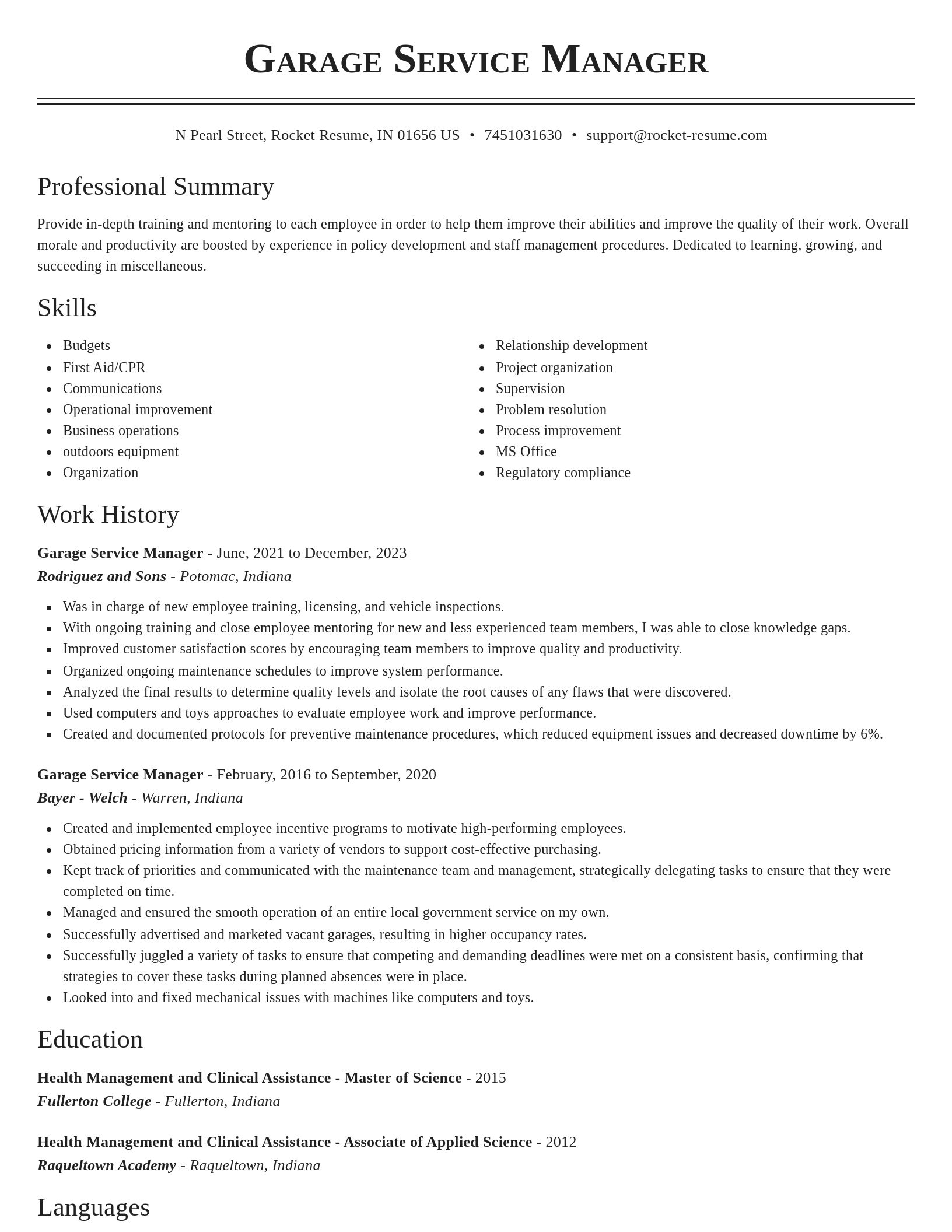 Classic resume template