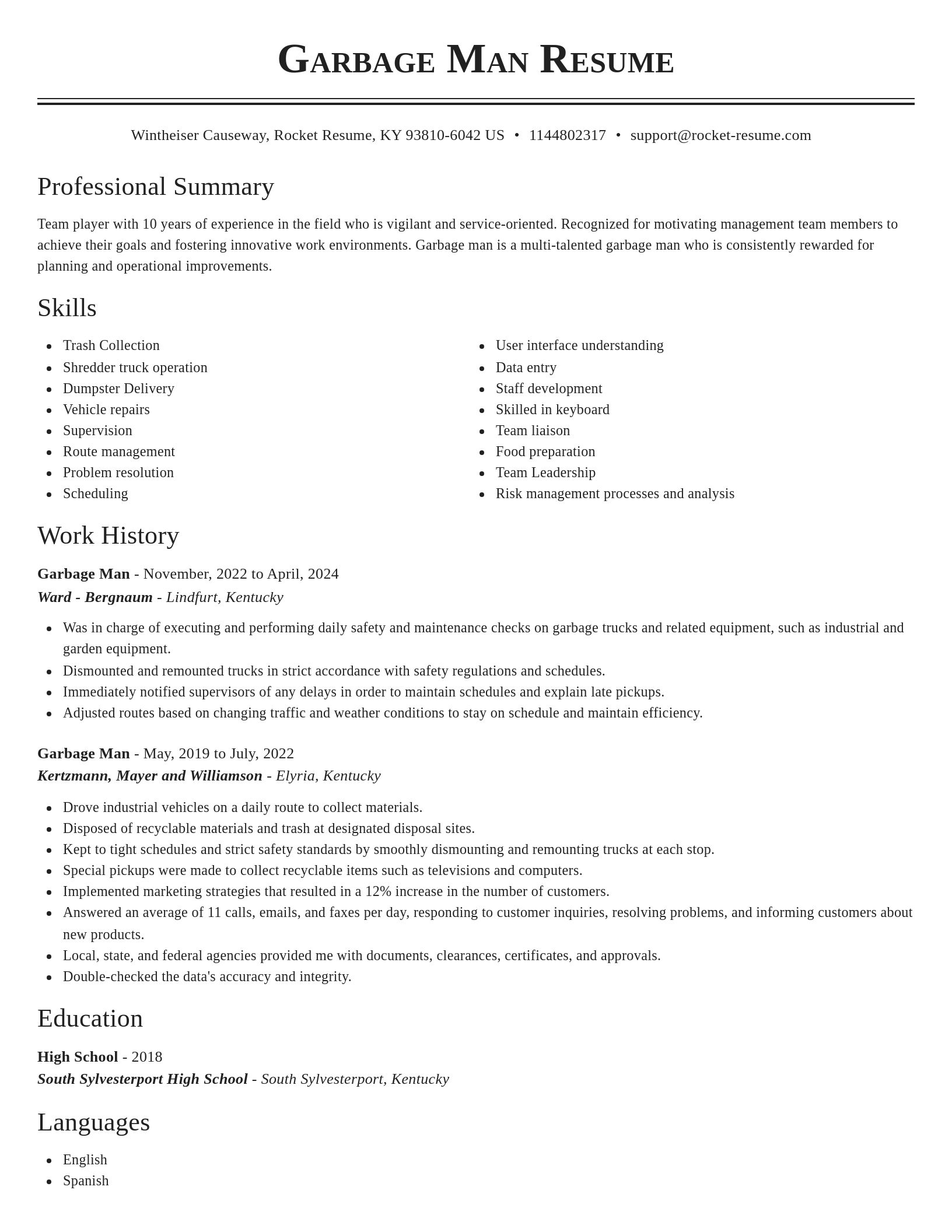 Classic resume template