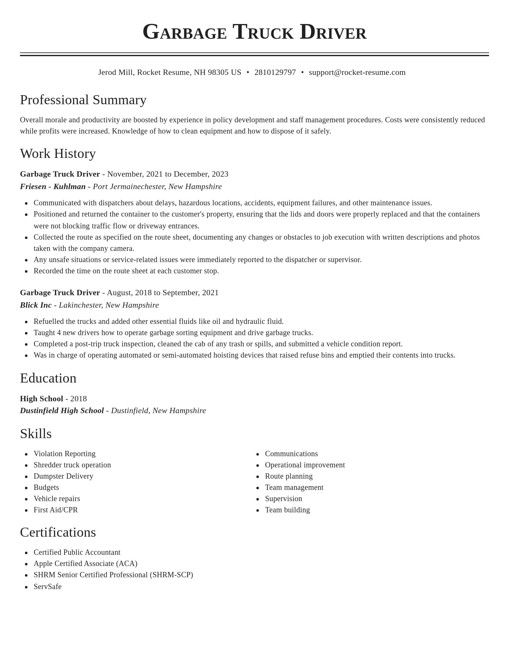 Classic resume template