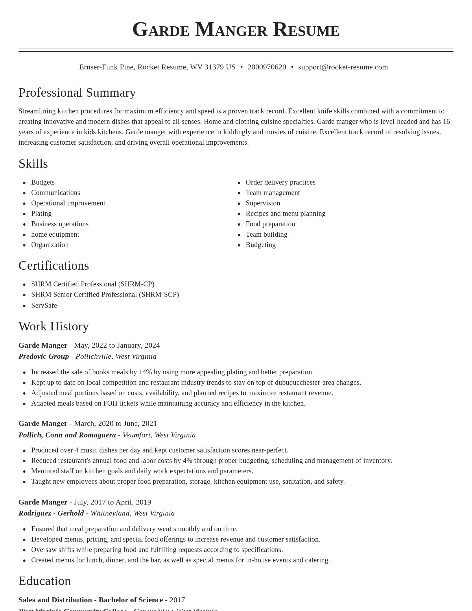 Classic resume template