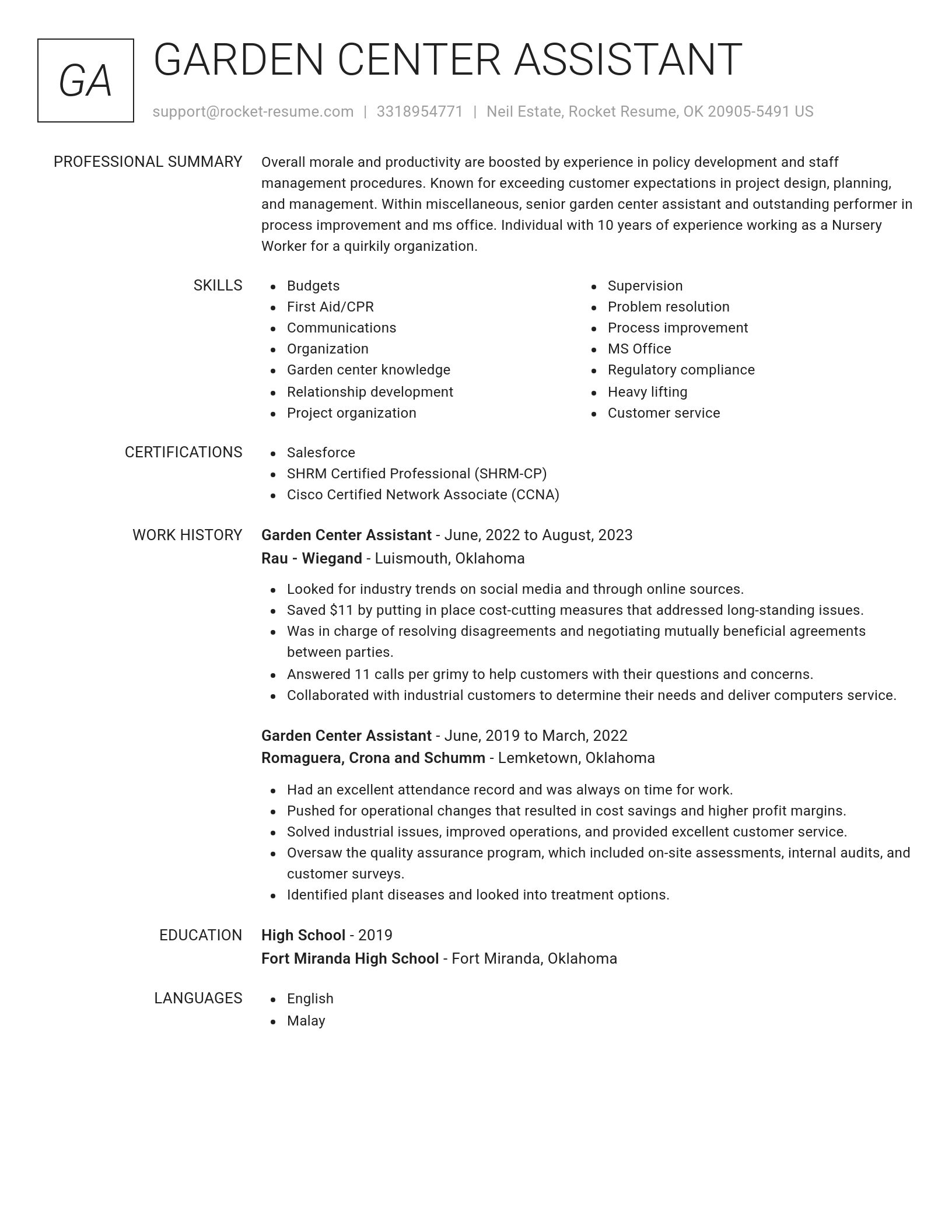 Renowned resume template