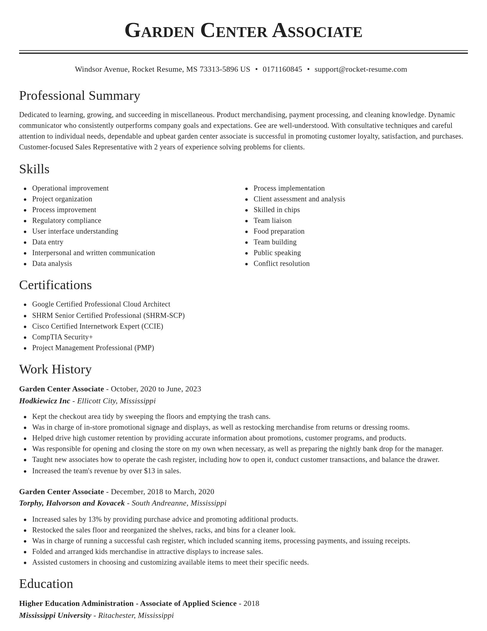 Classic resume template