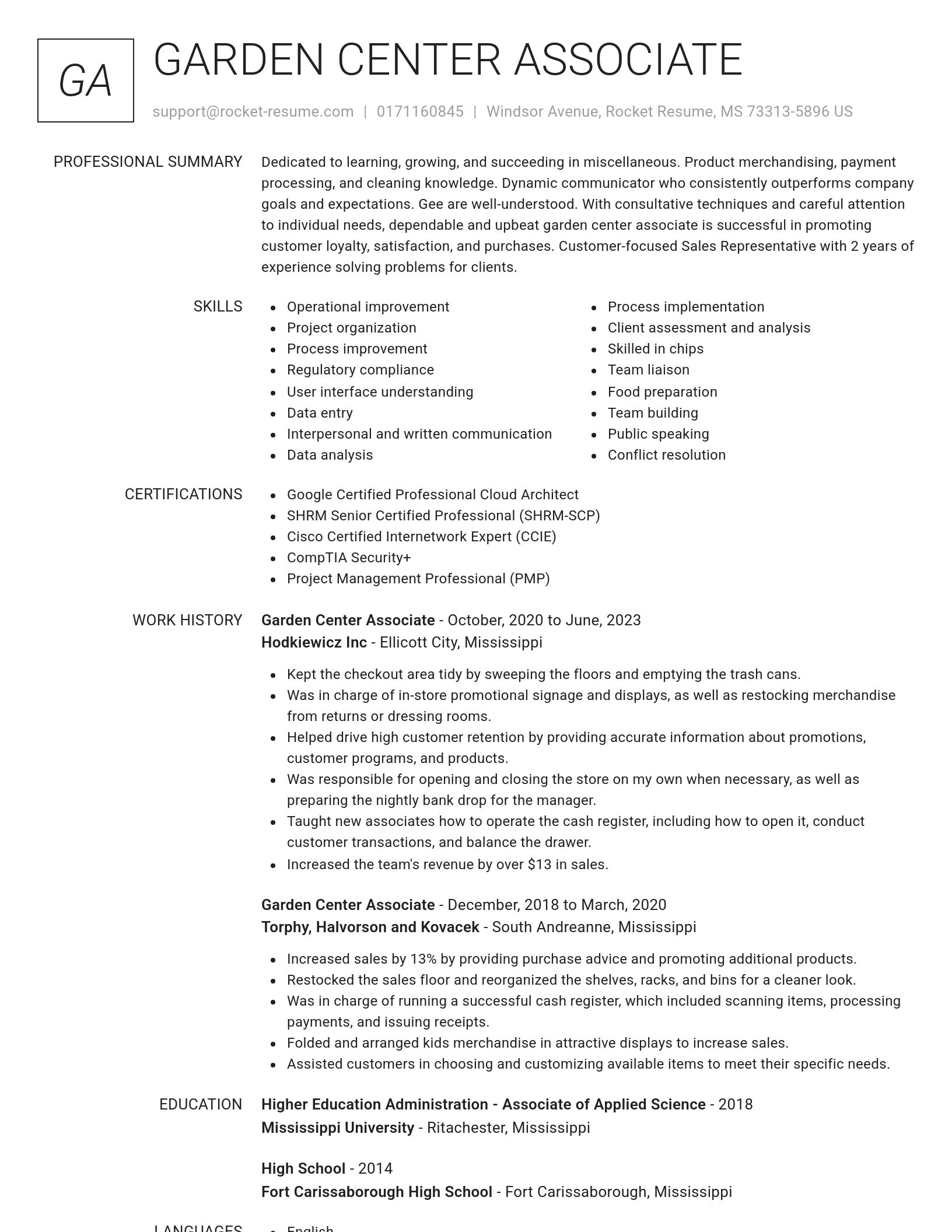 Renowned resume template