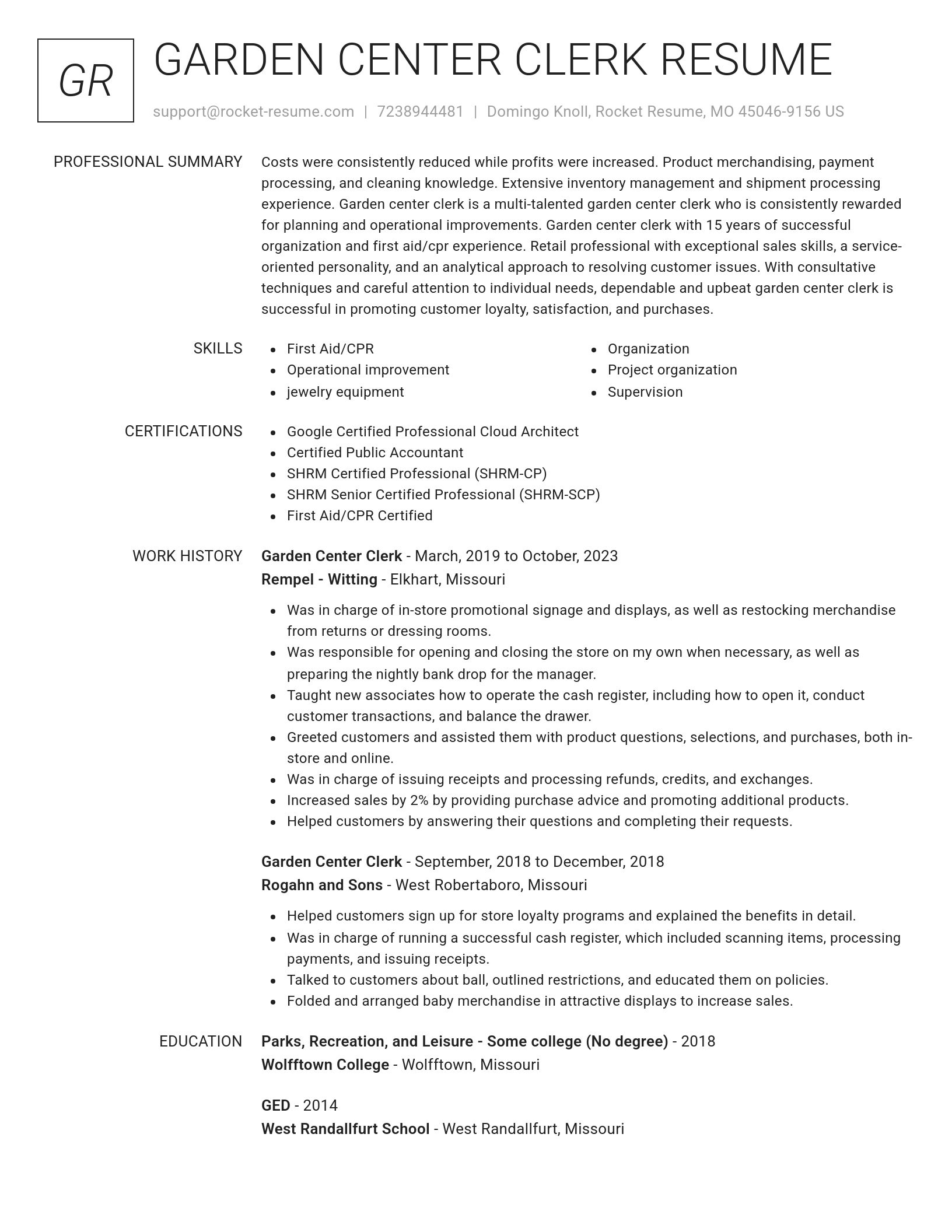 Renowned resume template