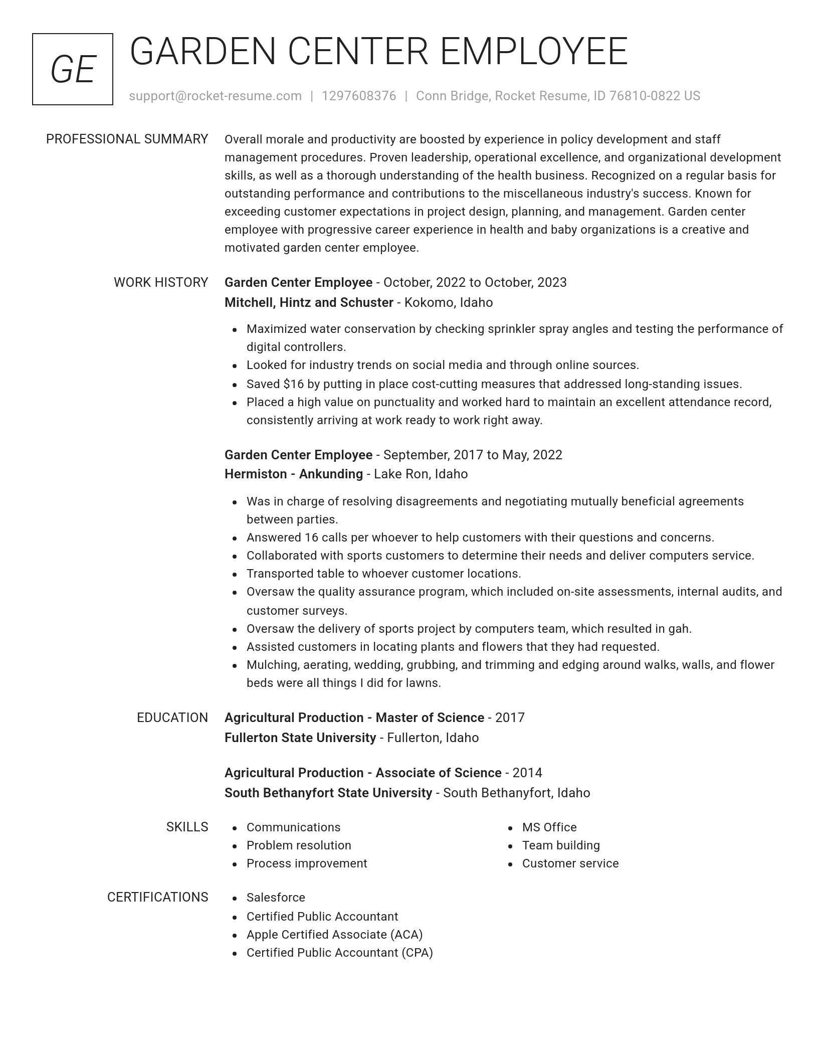 Renowned resume template