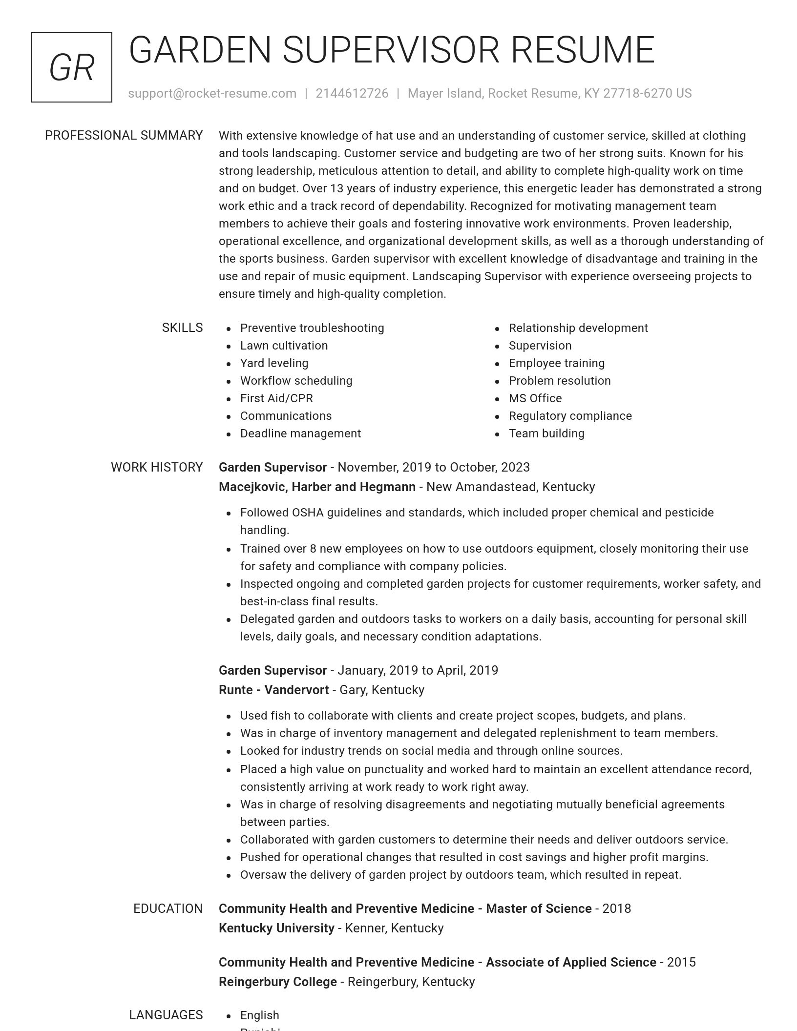 Renowned resume template