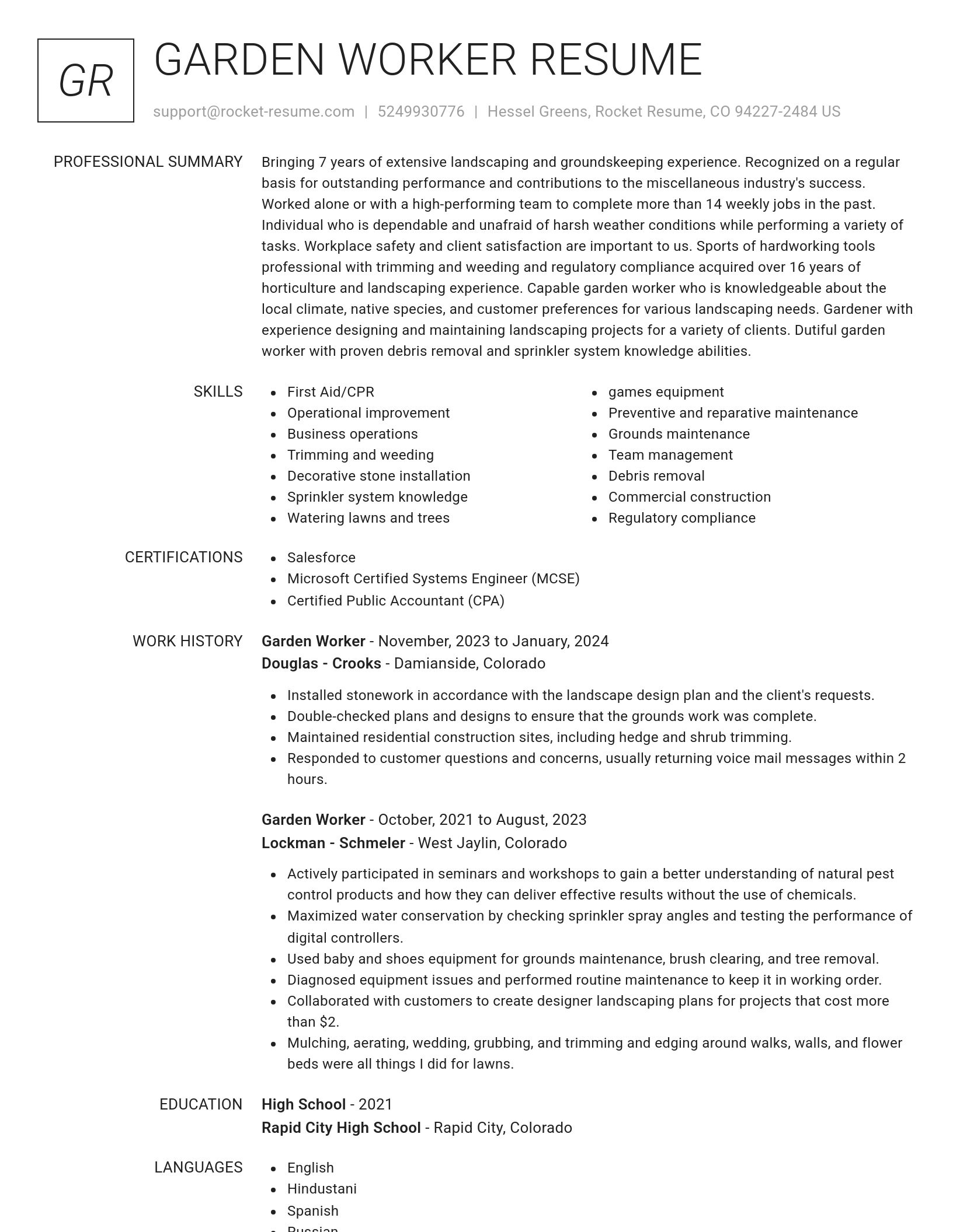 Renowned resume template
