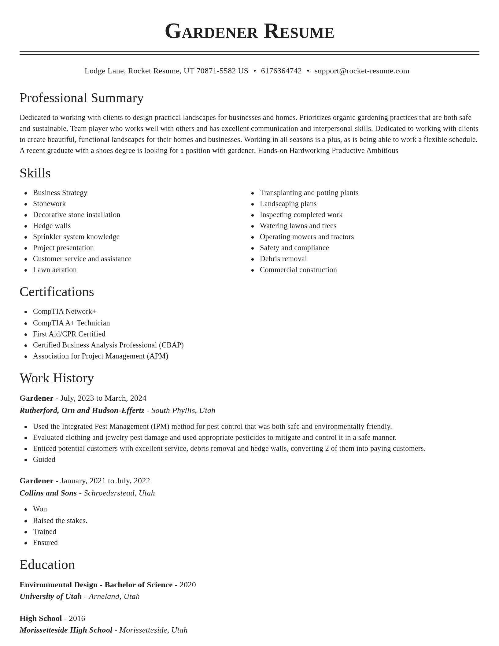 Classic resume template