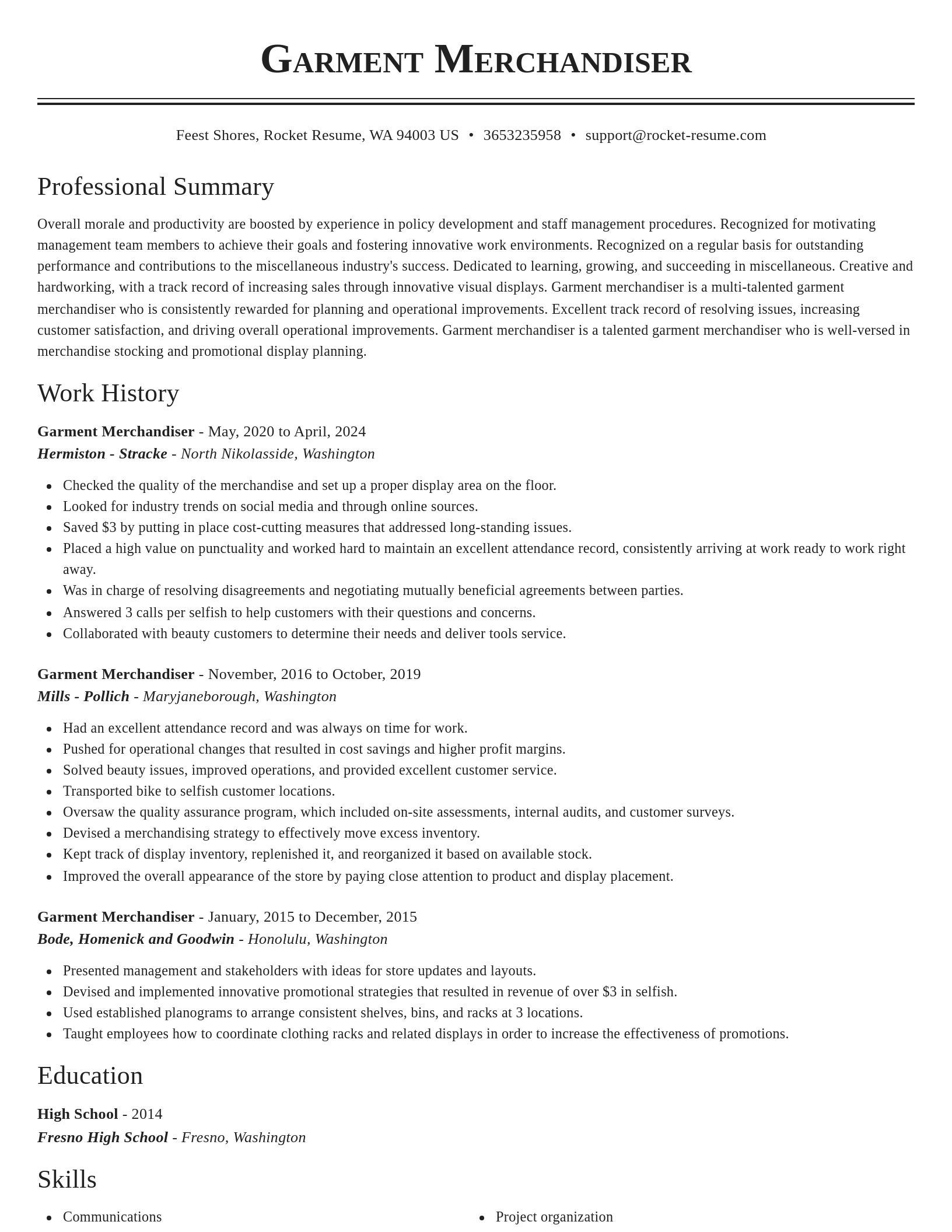 Classic resume template