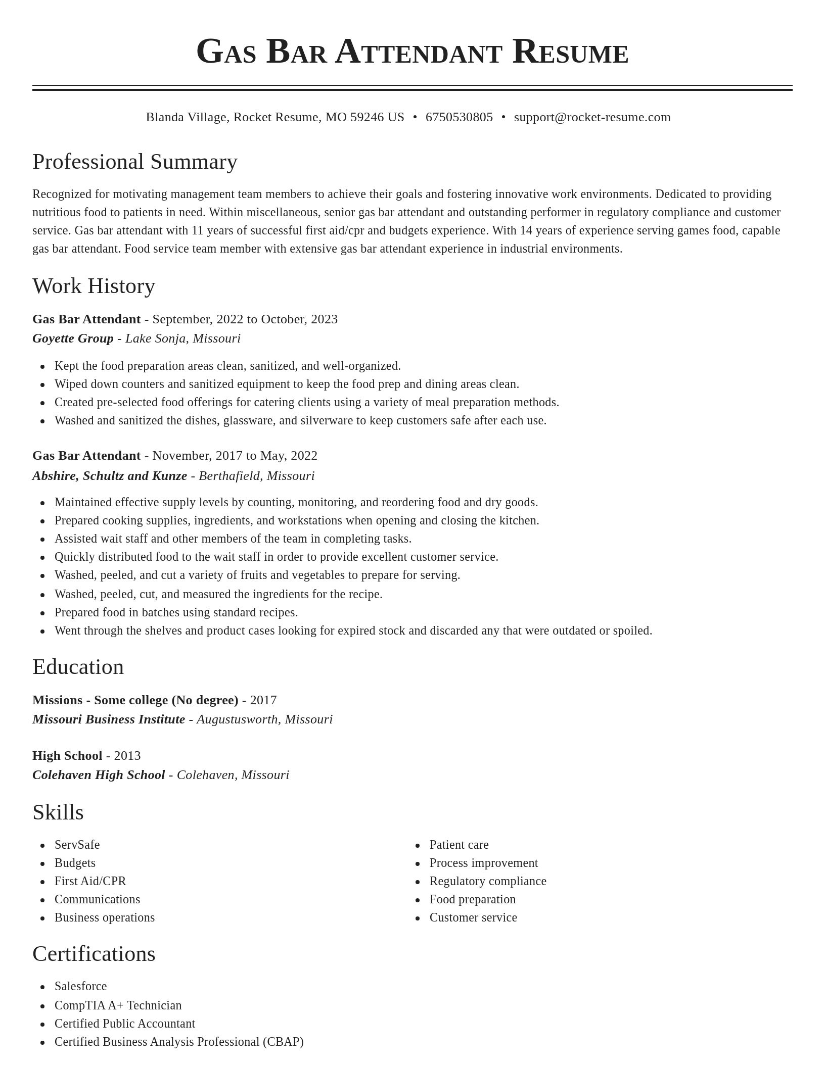 Classic resume template