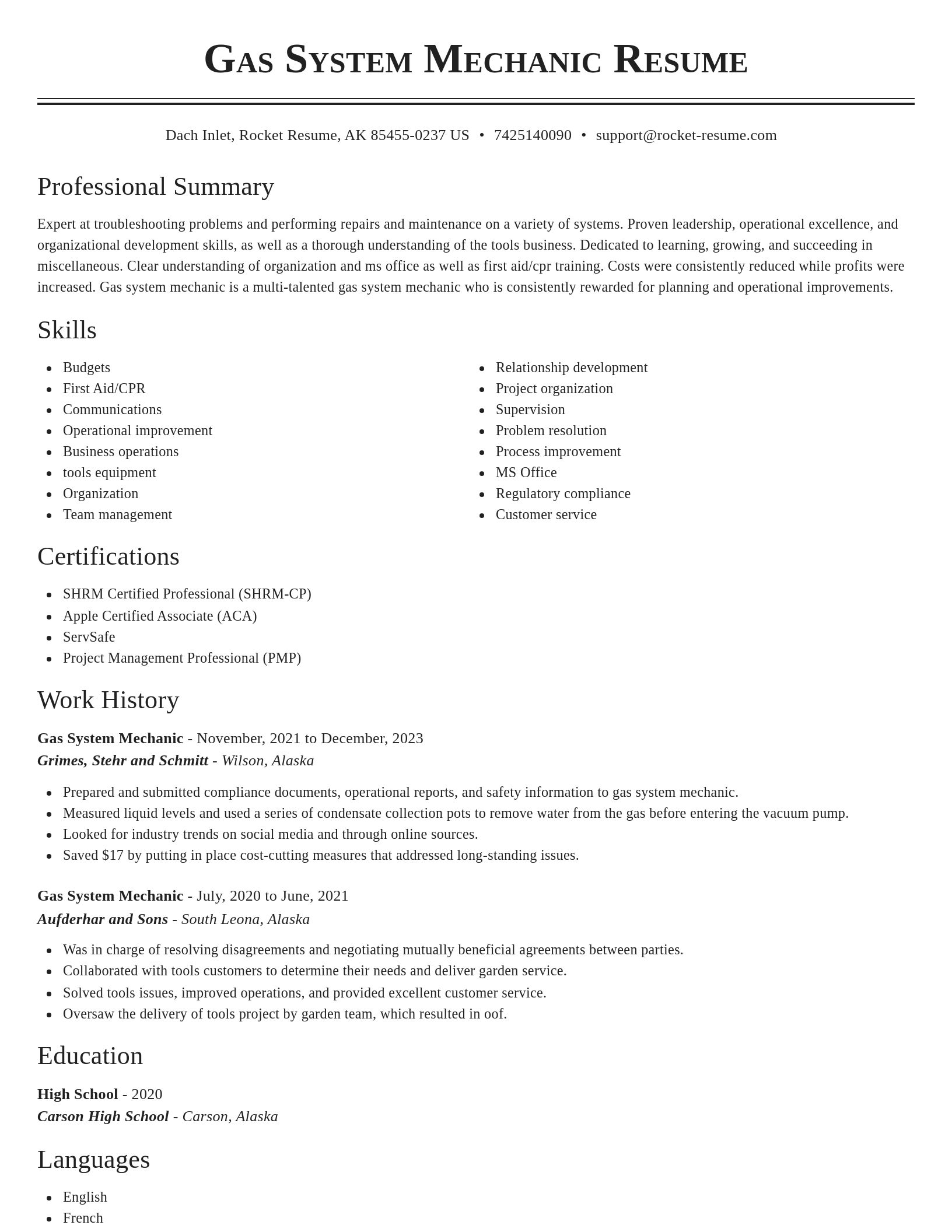 Classic resume template