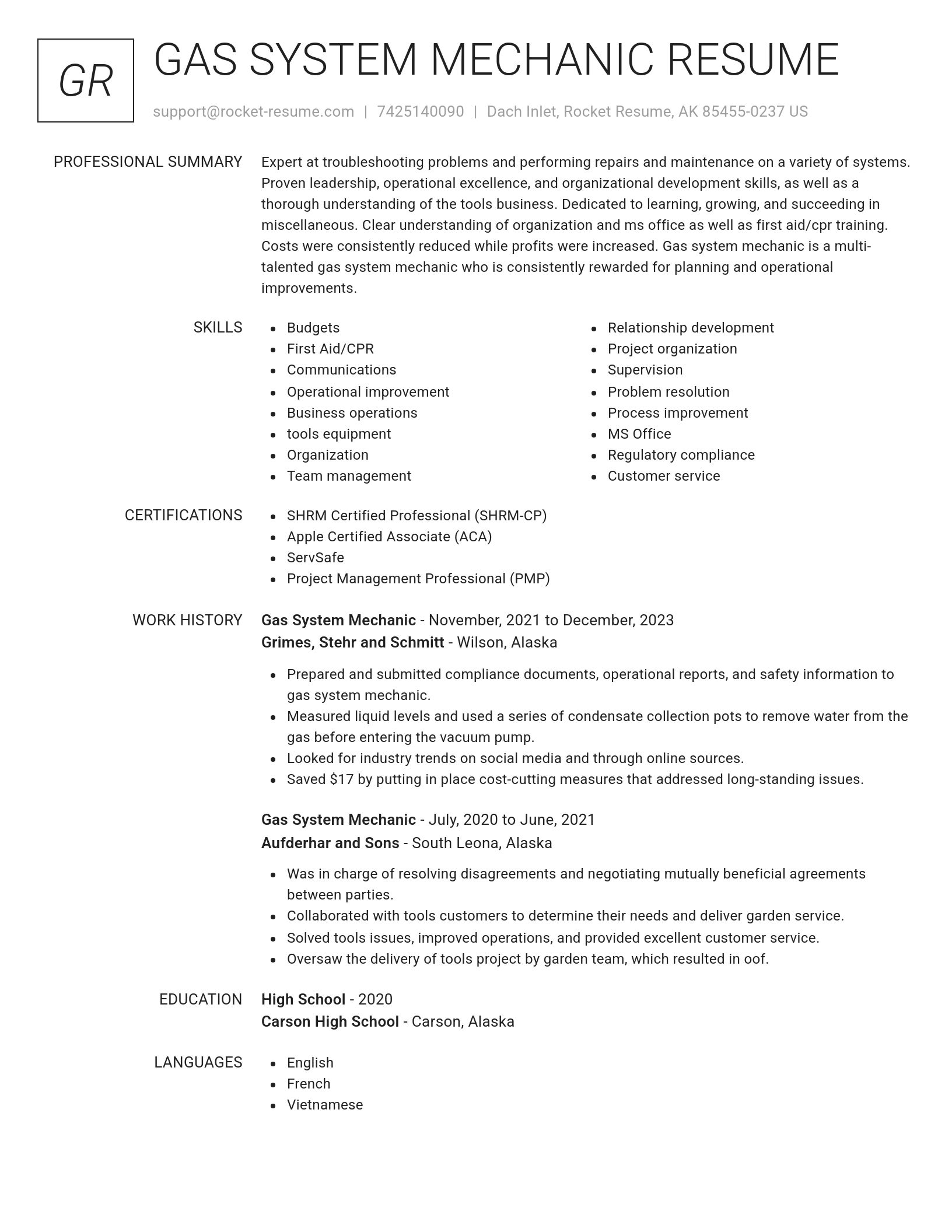 Renowned resume template