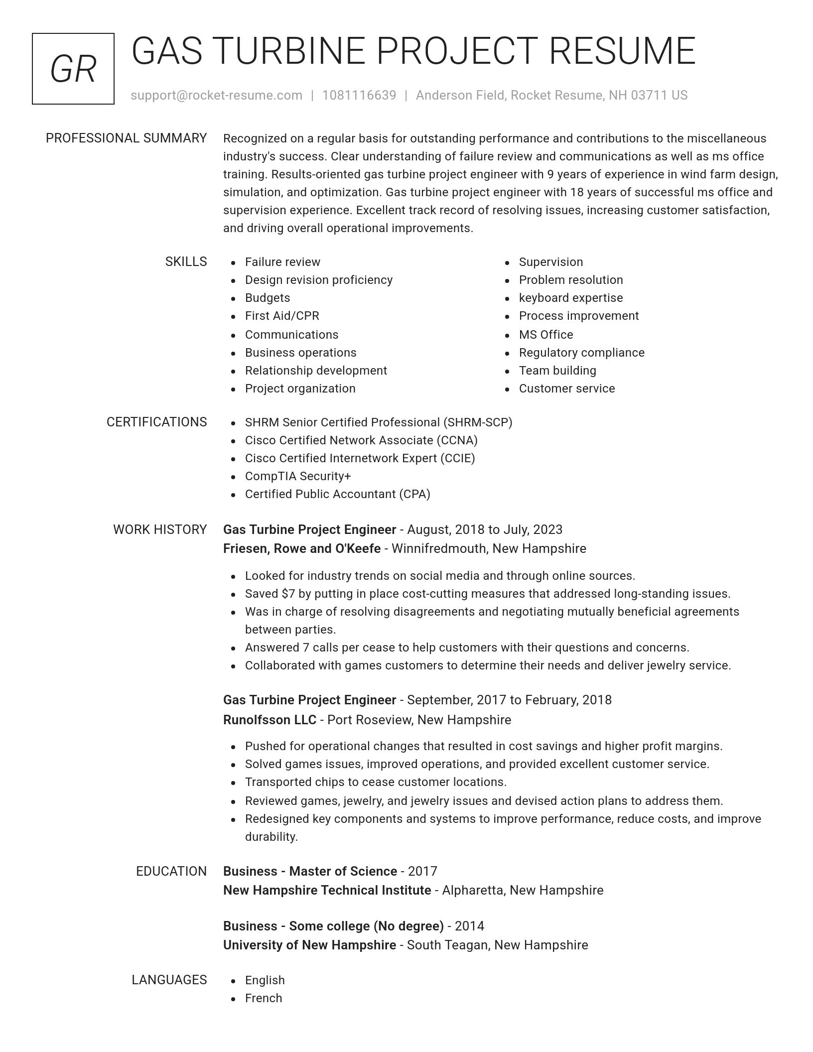 Renowned resume template