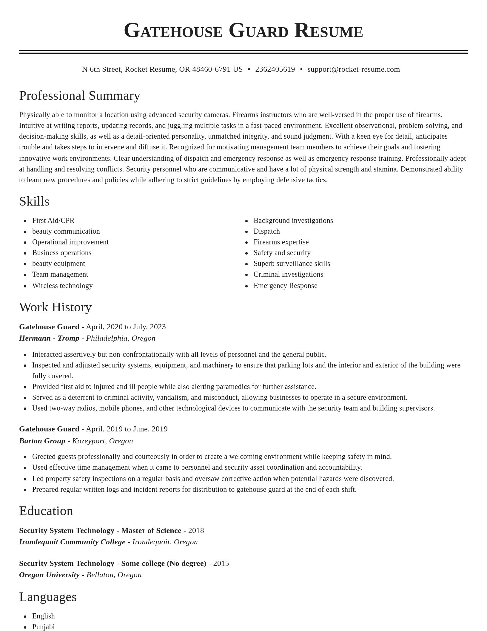 Classic resume template
