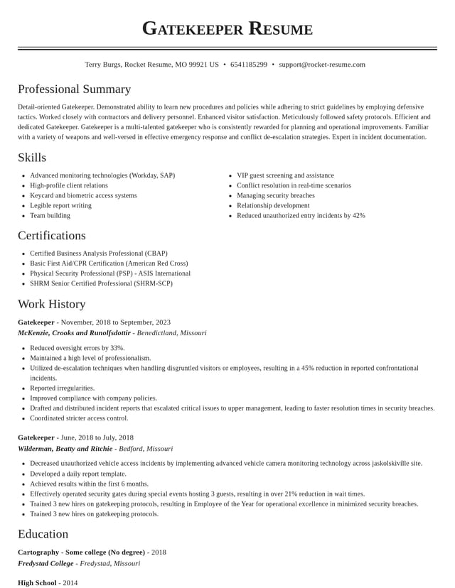 Classic resume template