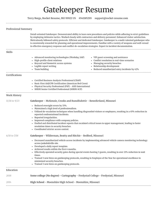 Dignified resume template