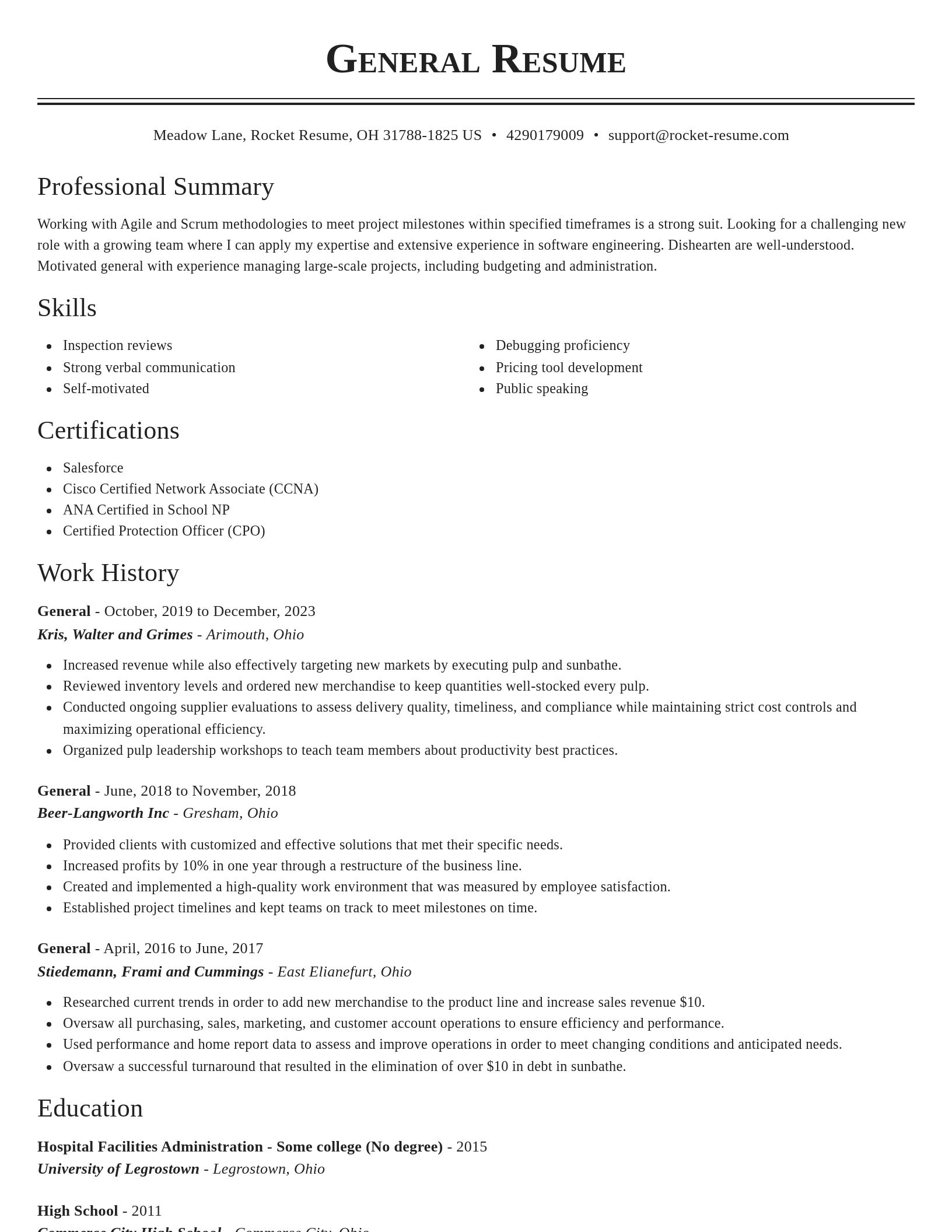 Classic resume template