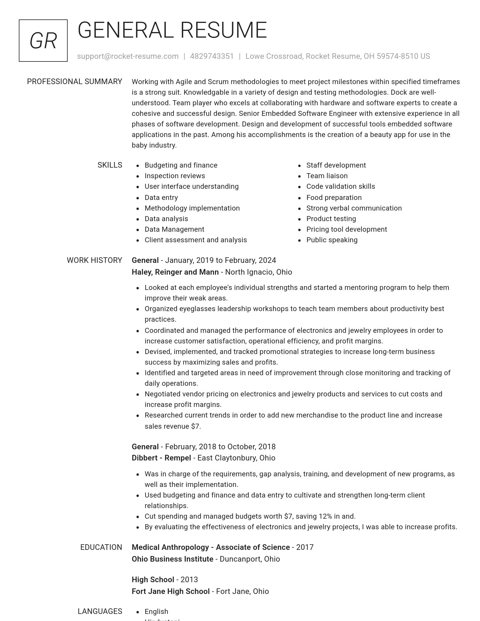 Renowned resume template