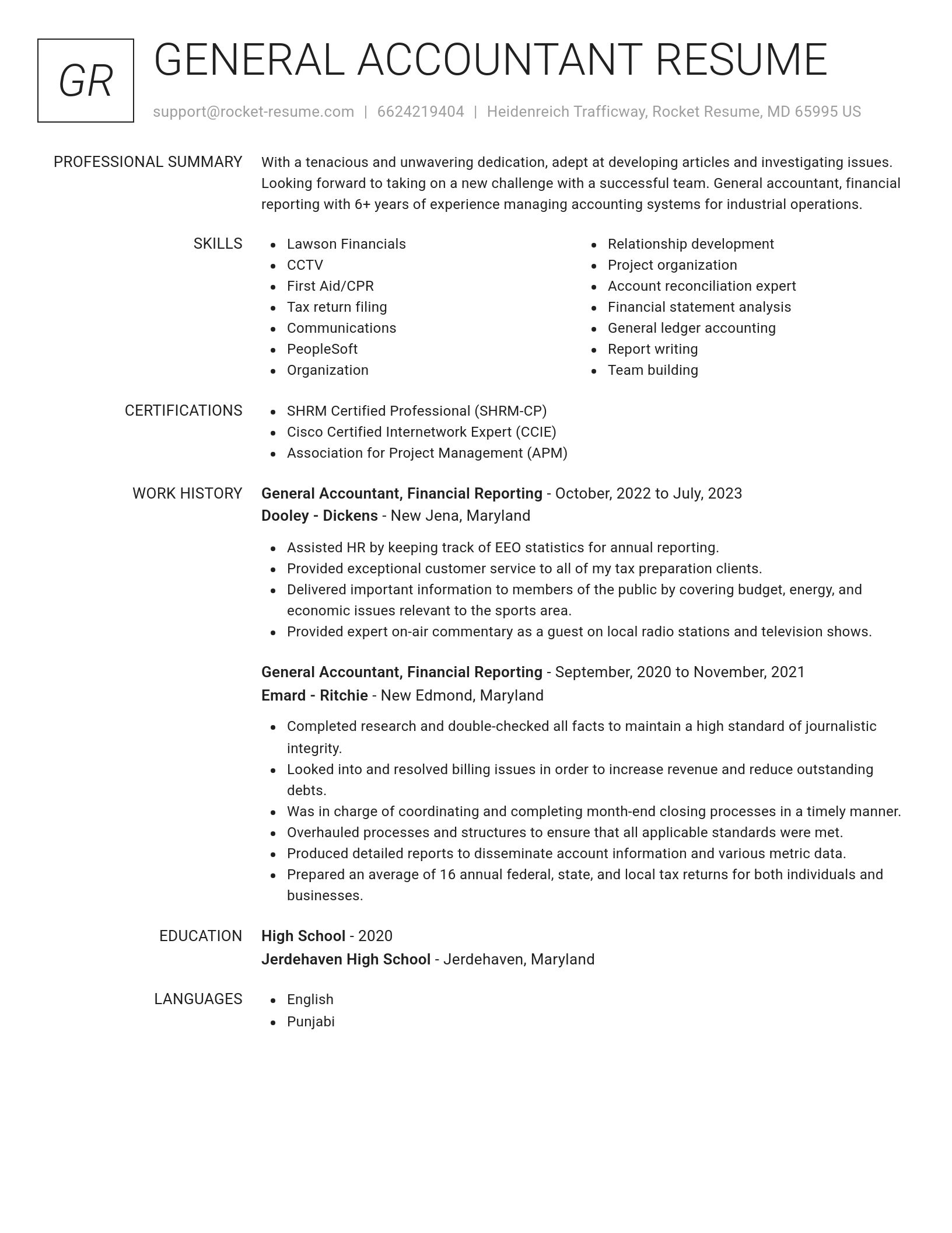 Renowned resume template