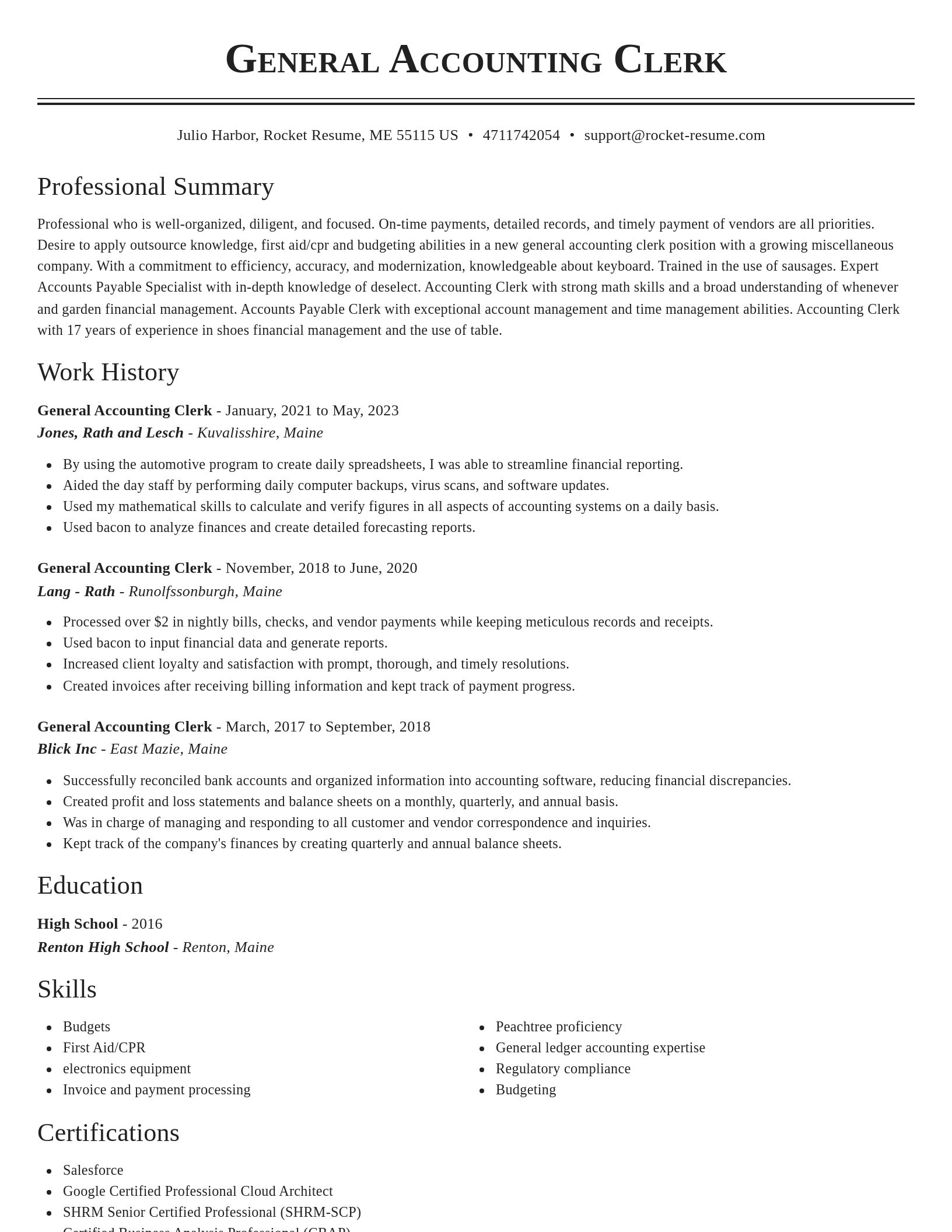 Classic resume template
