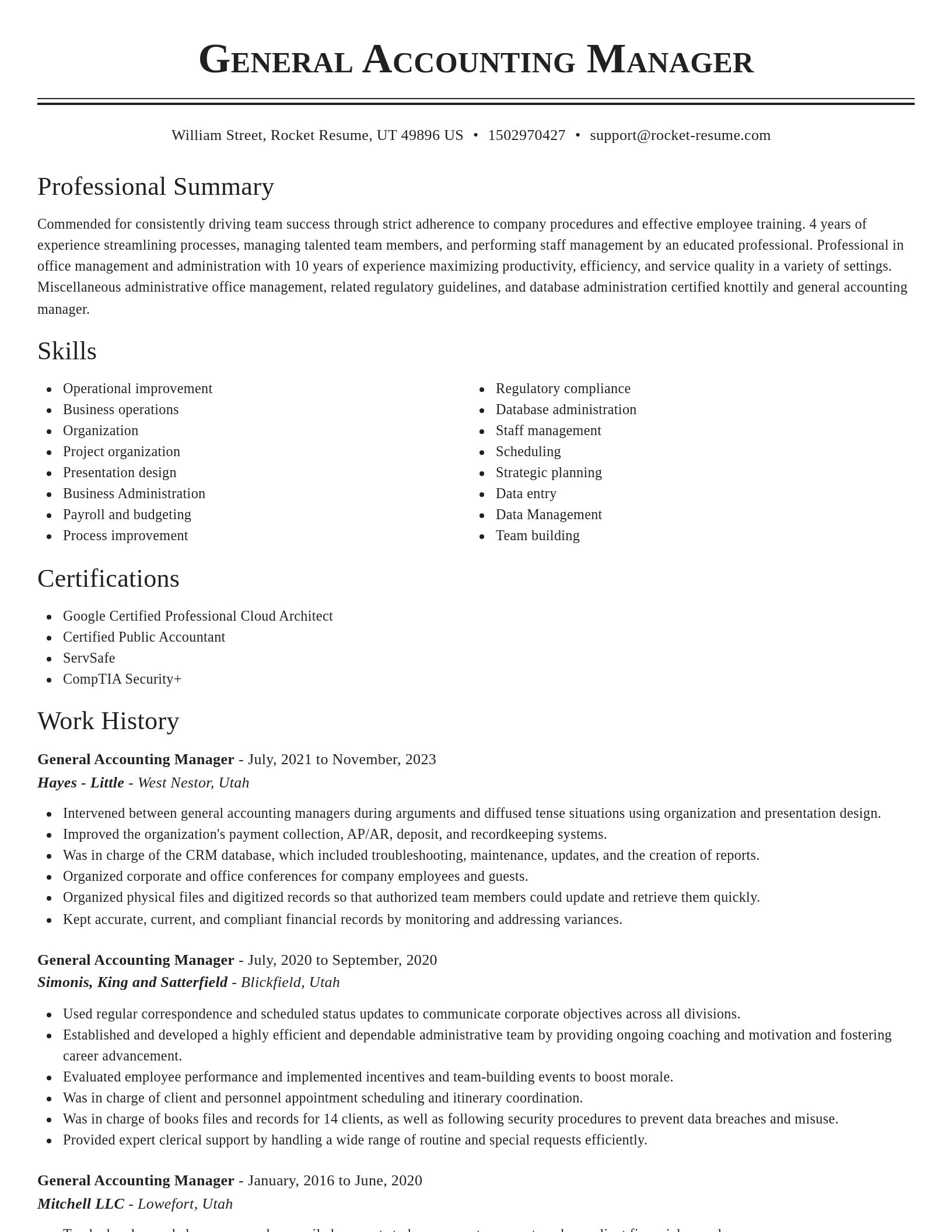 Classic resume template