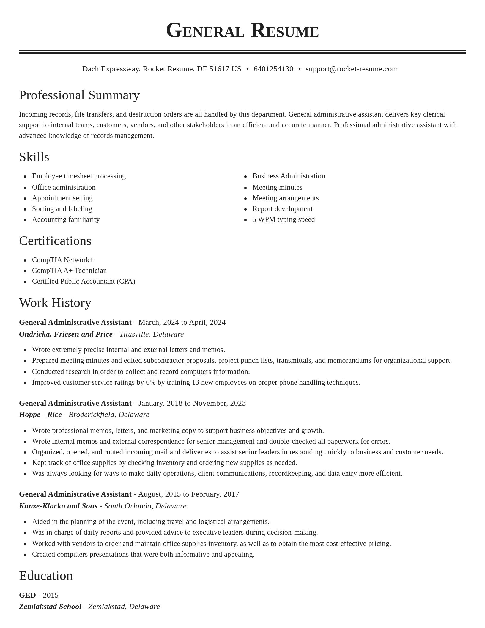 Classic resume template