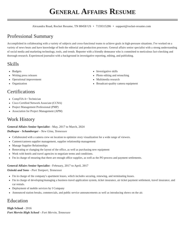 Classic resume template