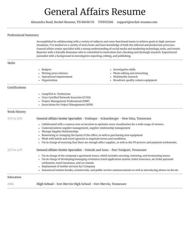 Dignified resume template