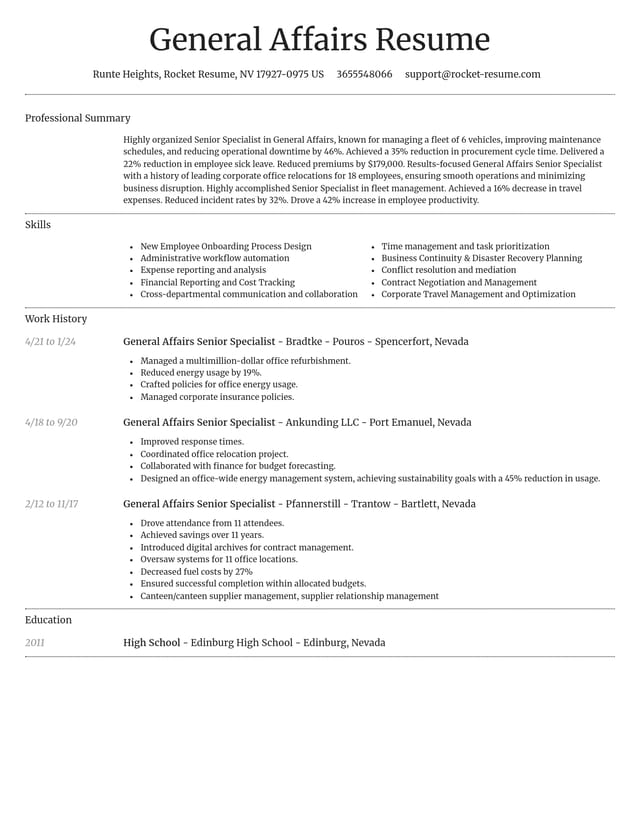 Dignified resume template