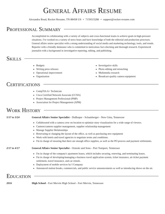 Director resume template