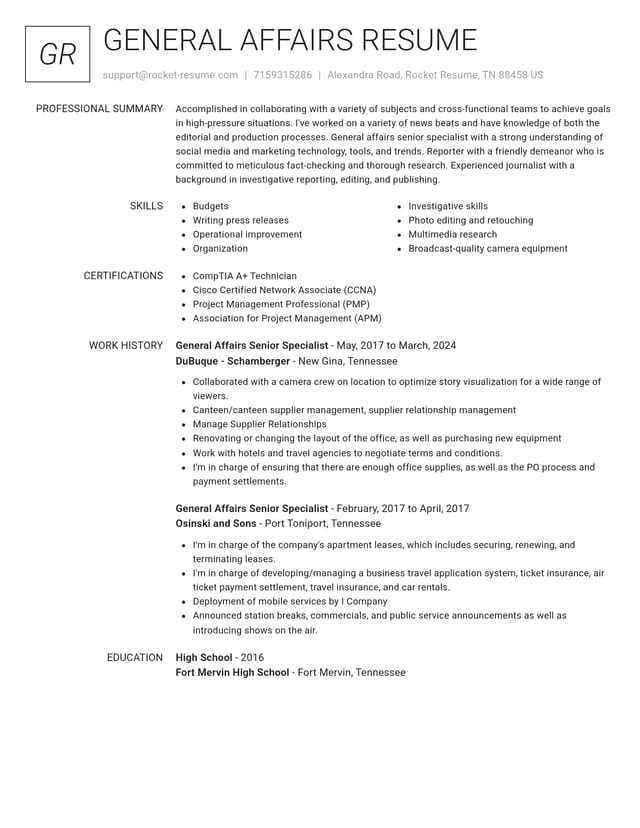 Renowned resume template