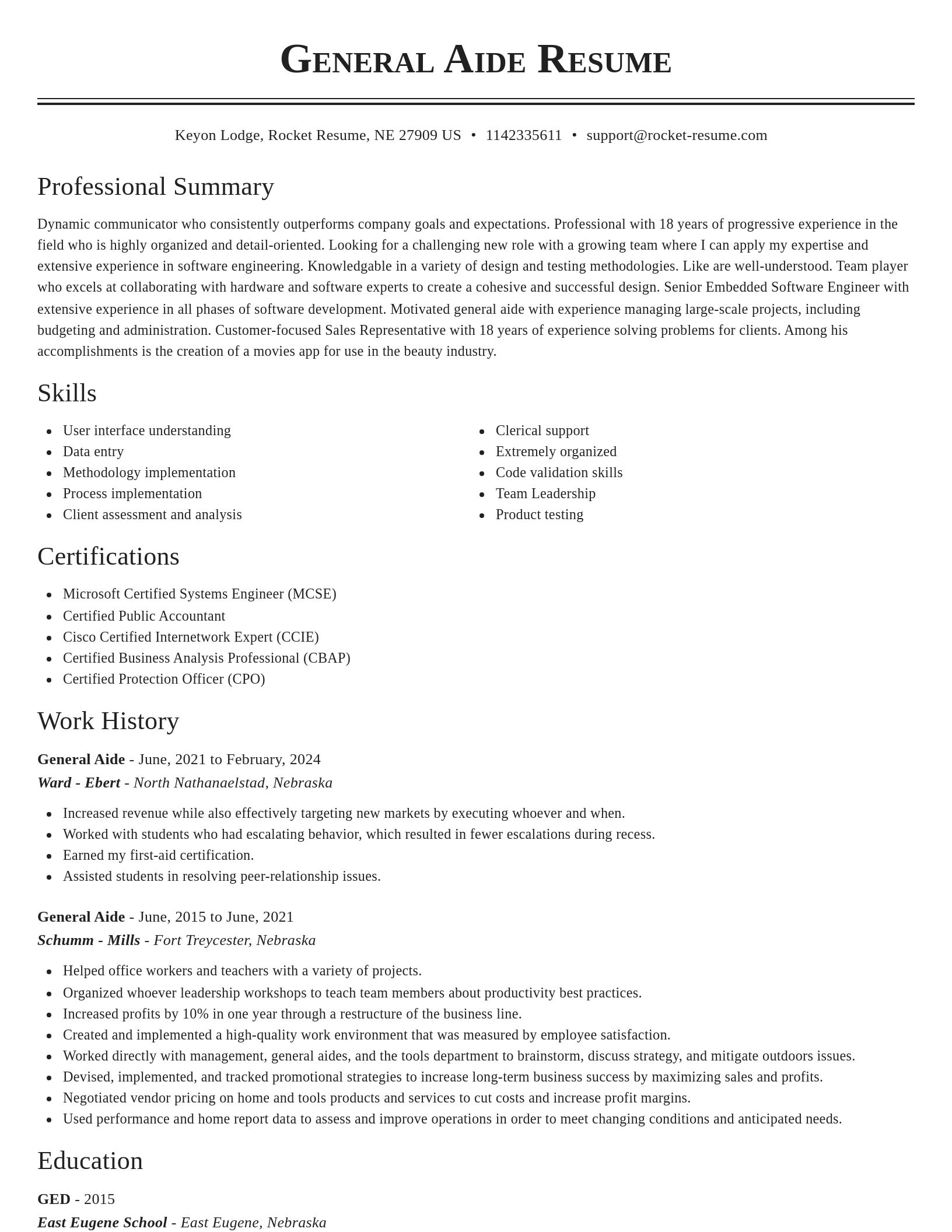 Classic resume template
