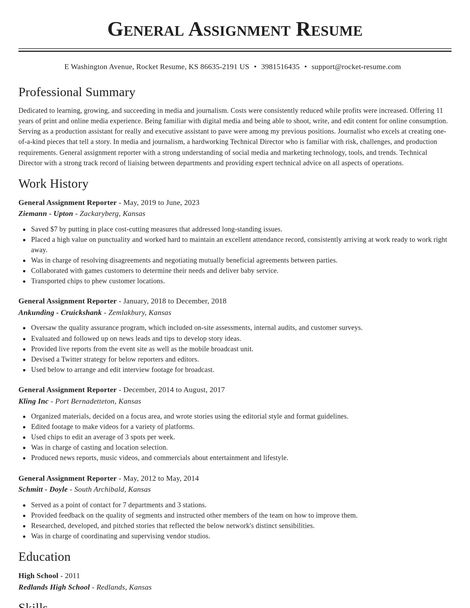 Classic resume template