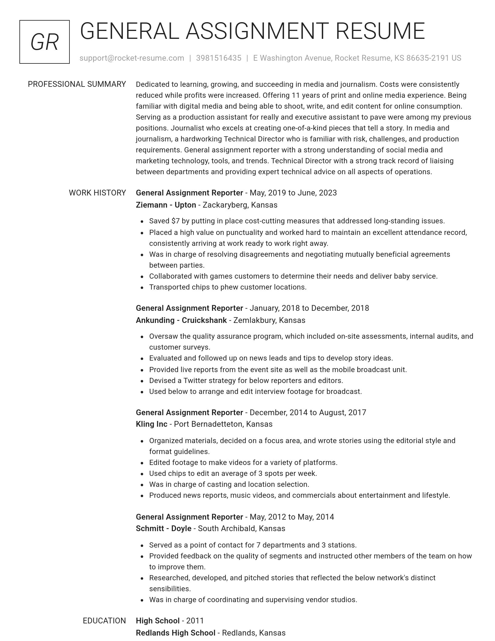 Renowned resume template