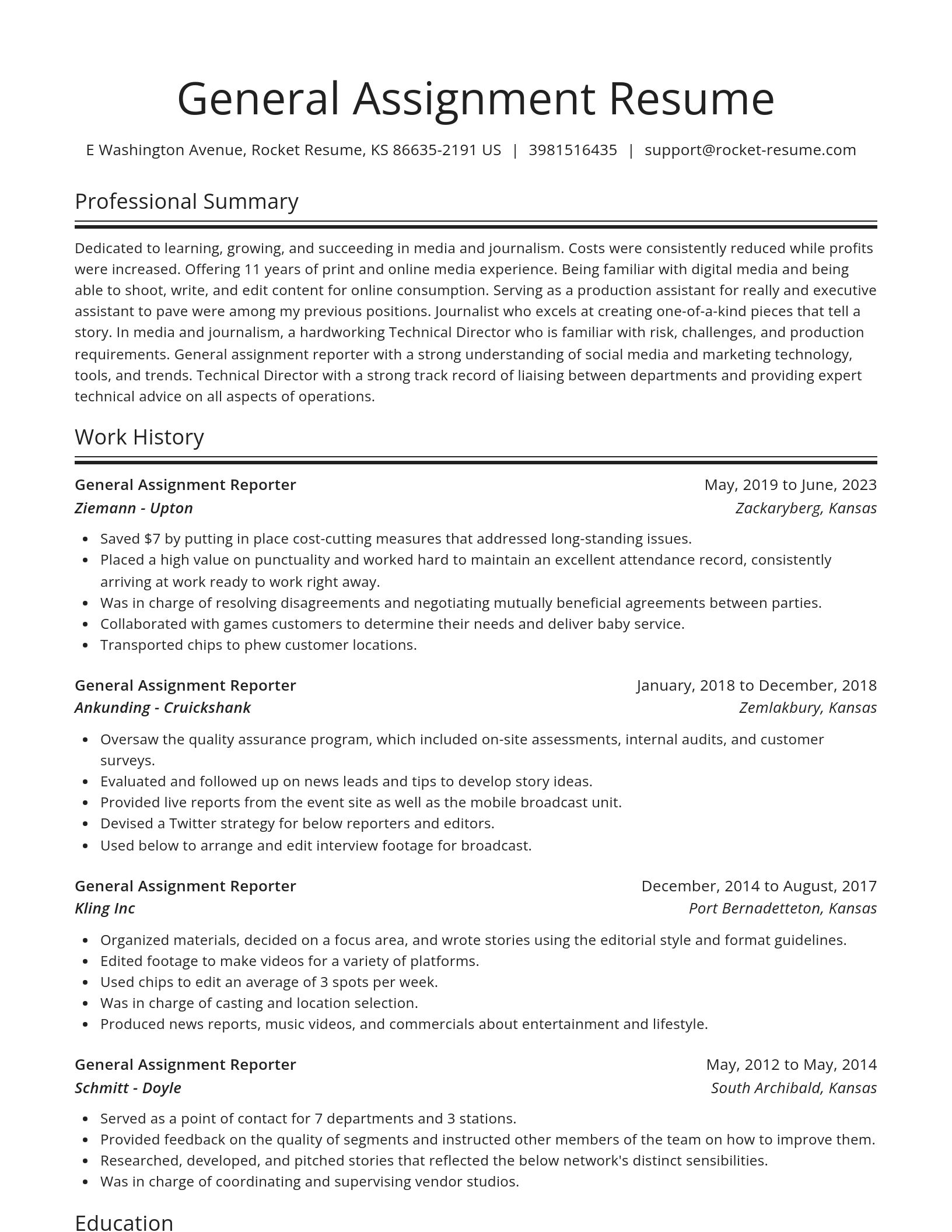 Spotlight resume template