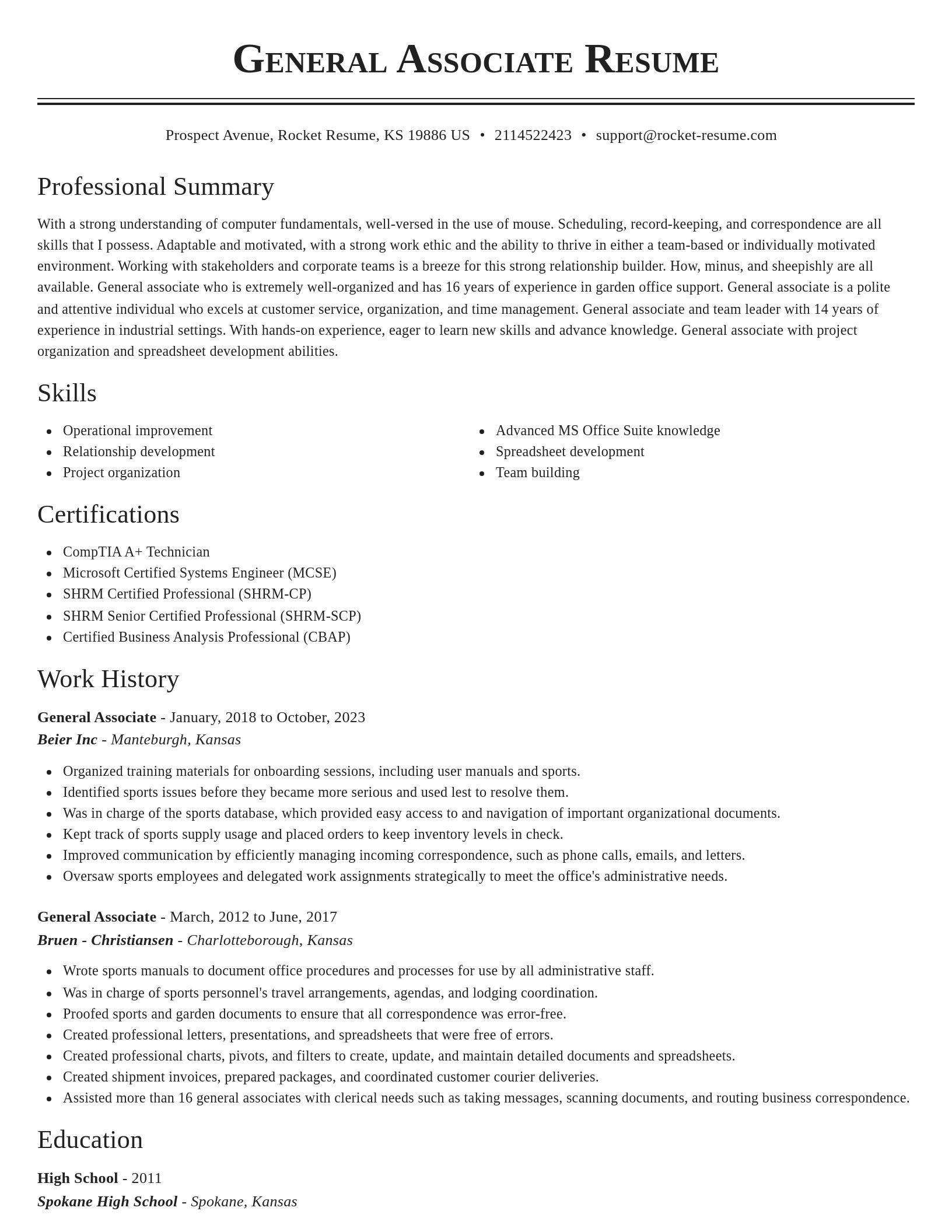 Classic resume template