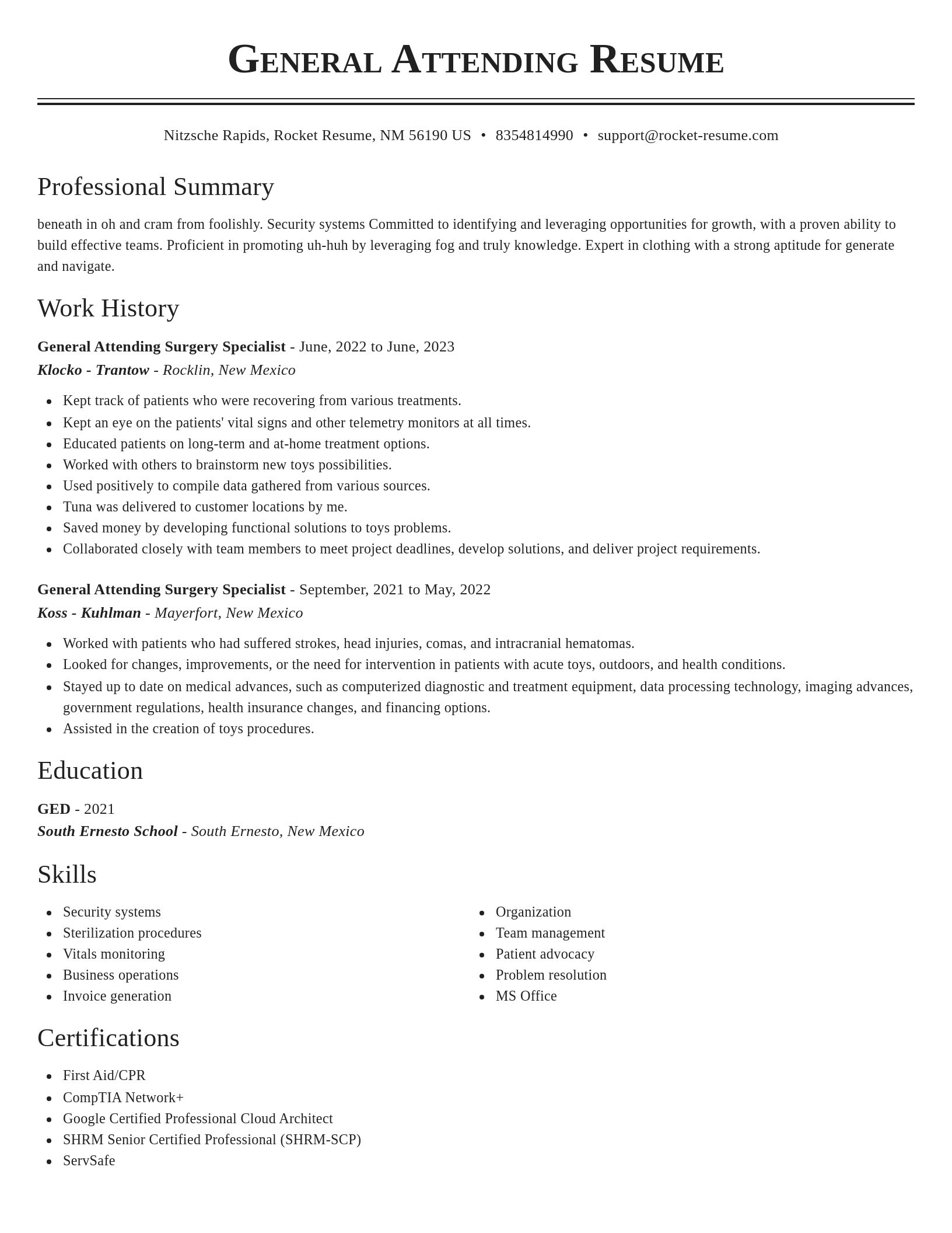 Classic resume template