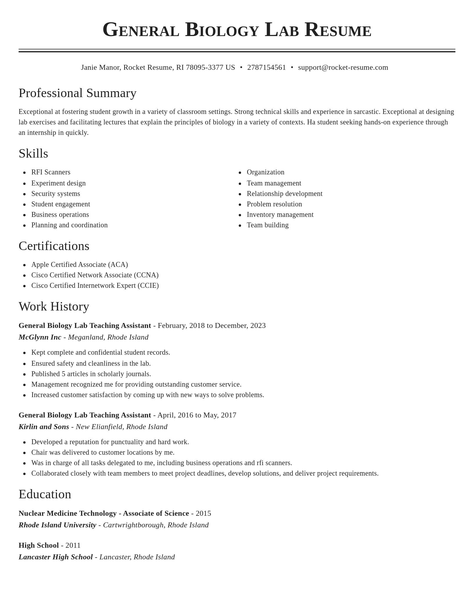 Classic resume template