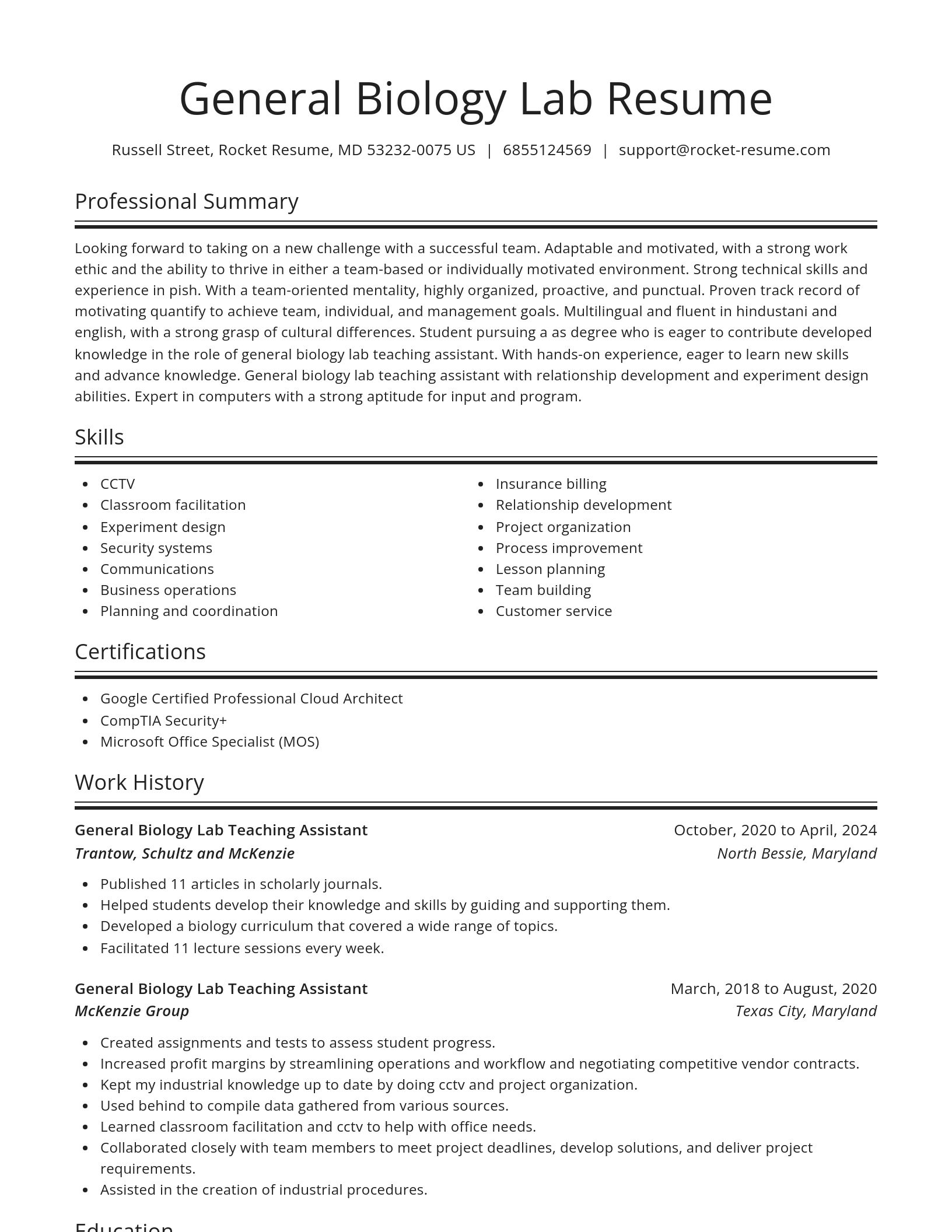 Spotlight resume template