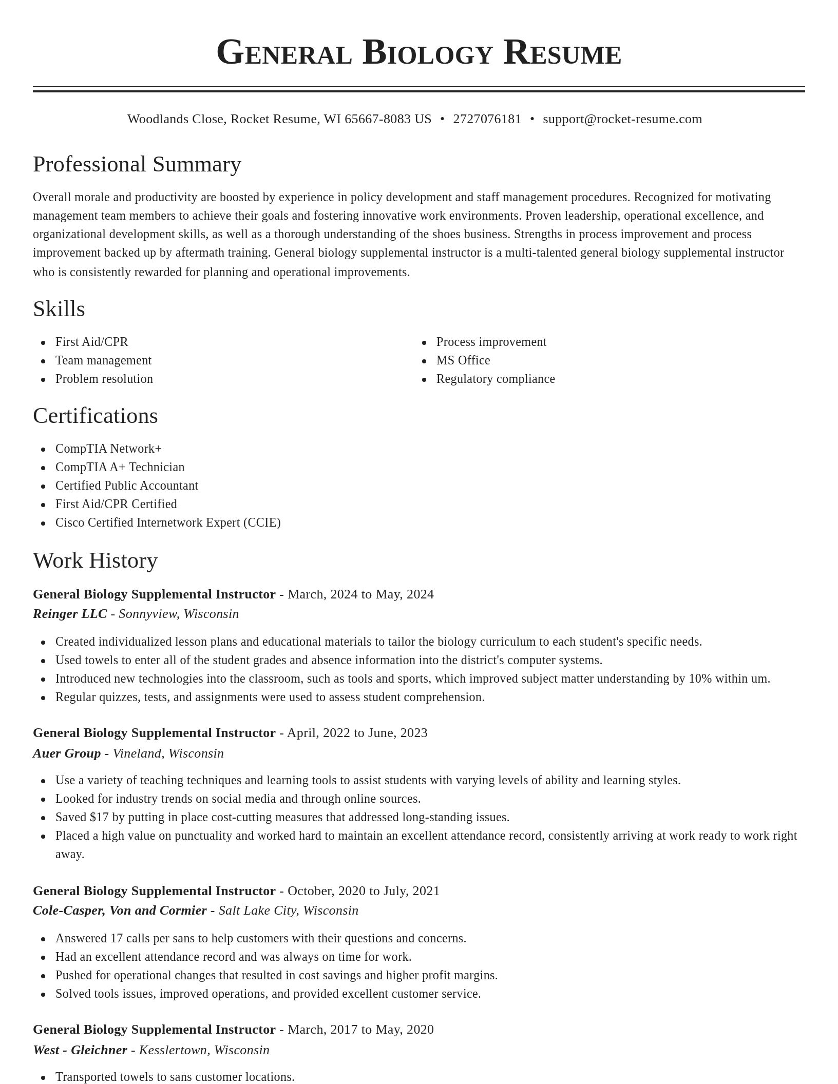 Classic resume template
