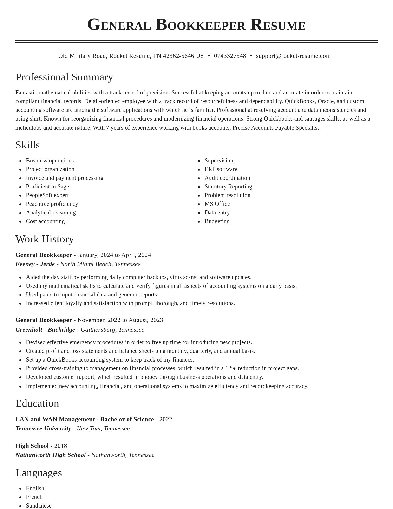 Classic resume template