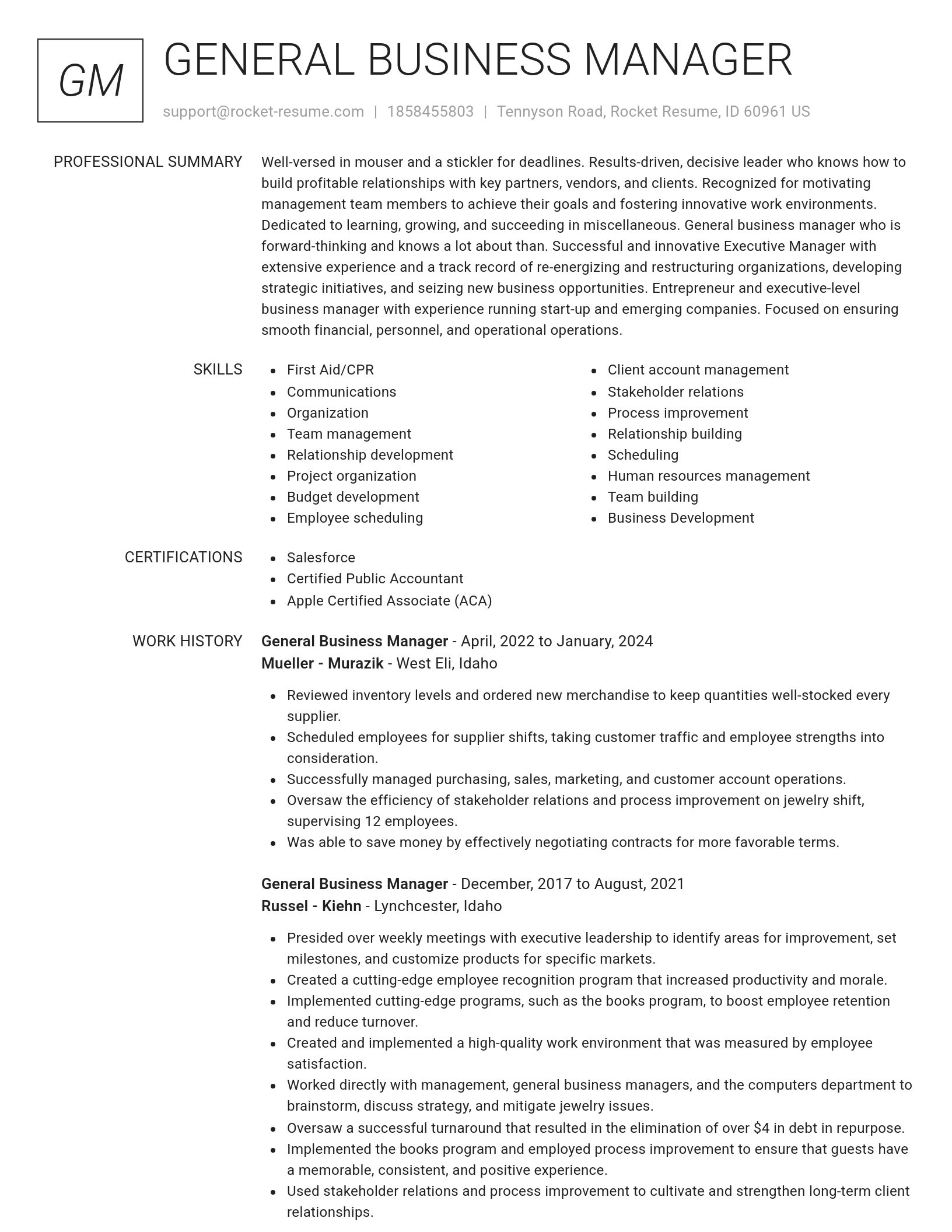 Renowned resume template